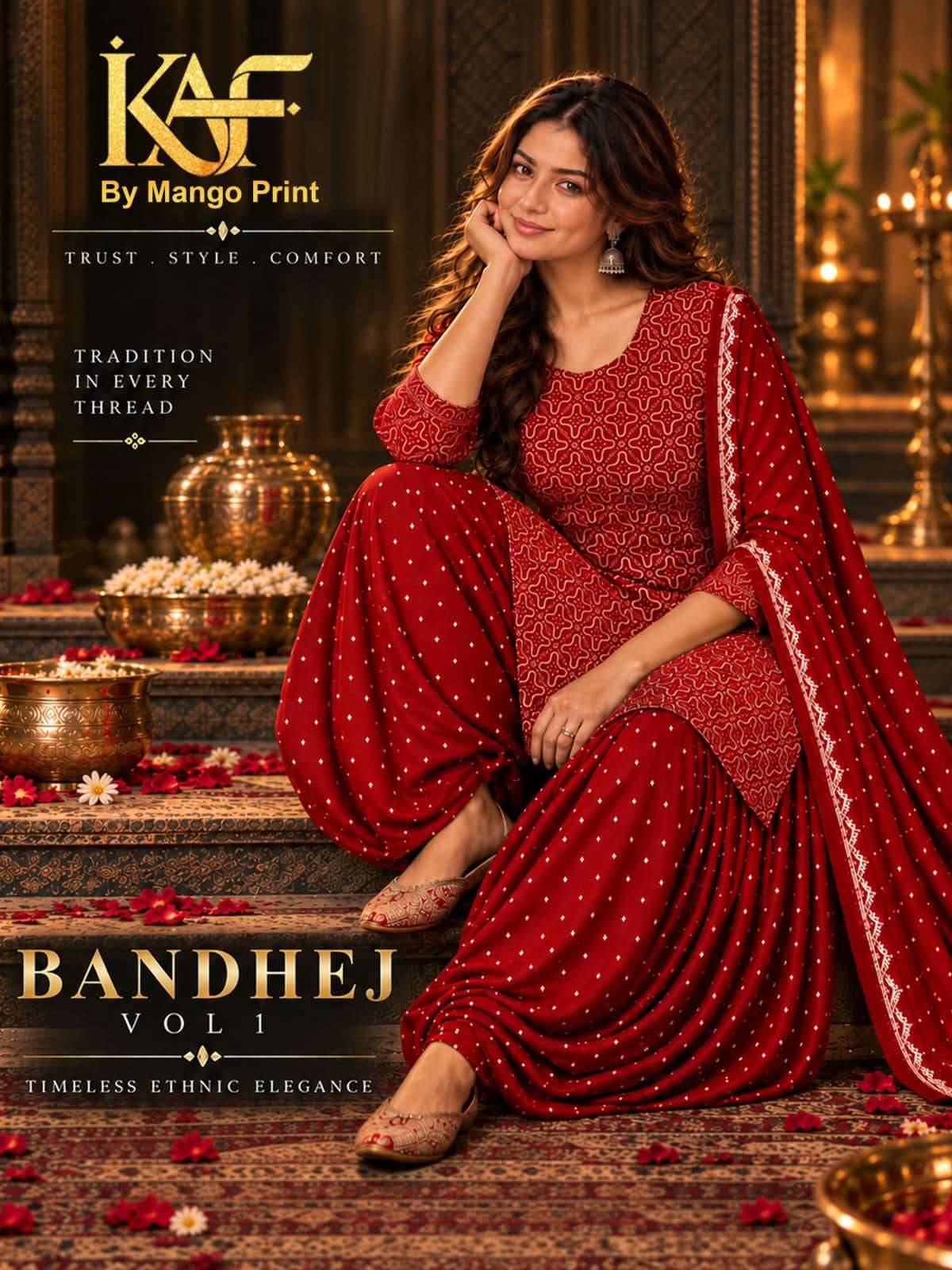 KAF FABRIC BANDHEJ VOL 1 COTTON PRINTED PATIYALA DRESS 