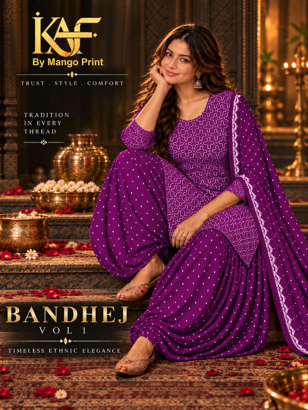 KAF FABRIC BANDHEJ VOL 1 COTTON PRINTED PATIYALA DRESS 