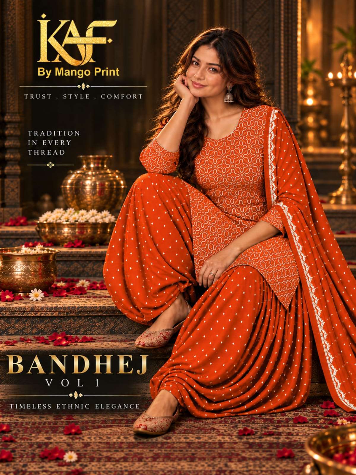 KAF FABRIC BANDHEJ VOL 1 COTTON PRINTED PATIYALA DRESS 