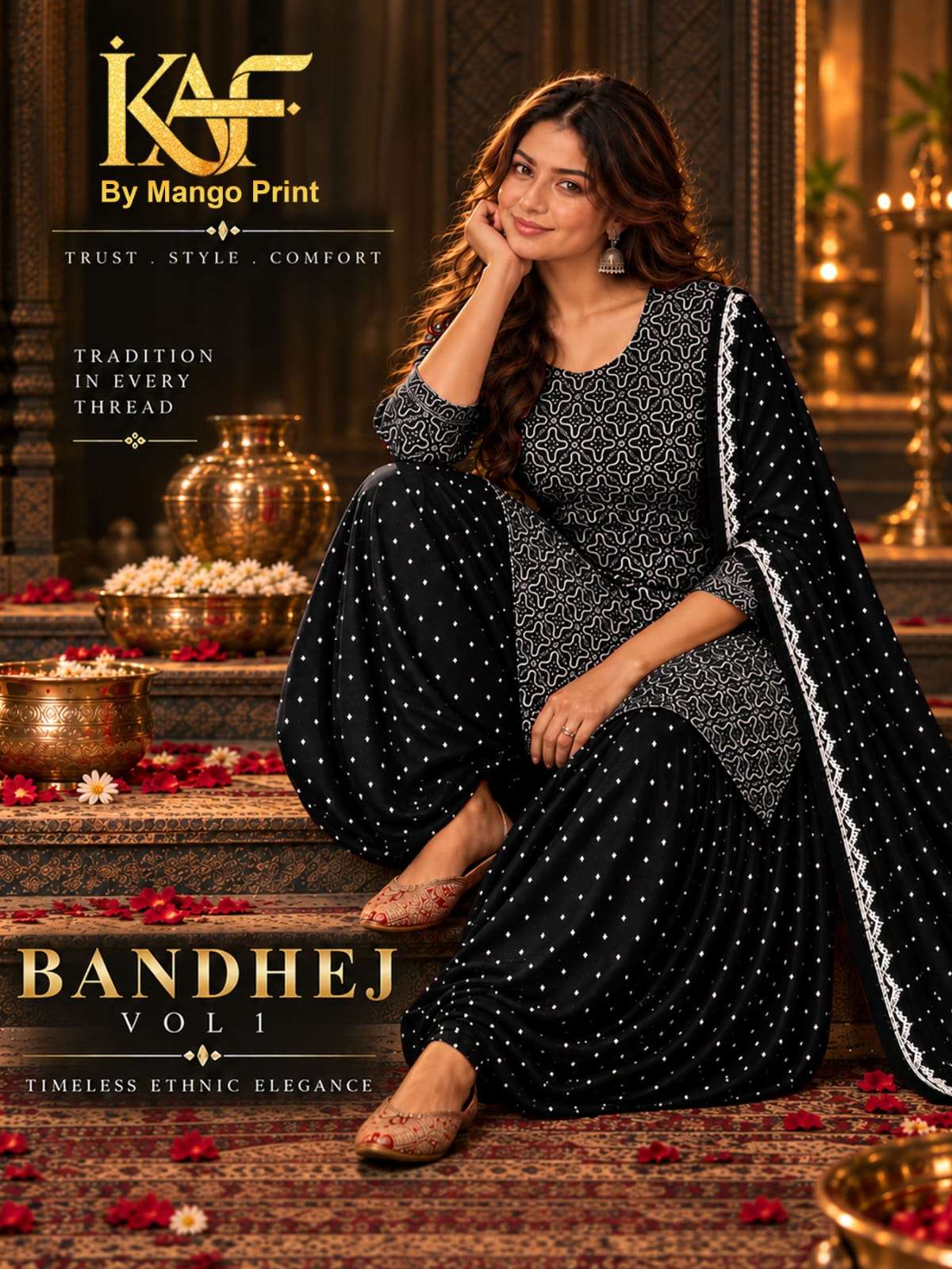 KAF FABRIC BANDHEJ VOL 1 COTTON PRINTED PATIYALA DRESS 