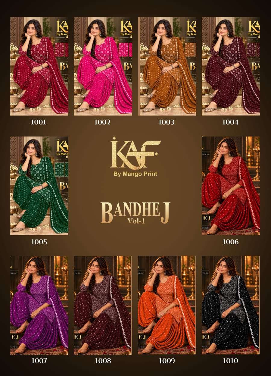 KAF FABRIC BANDHEJ VOL 1 COTTON PRINTED PATIYALA DRESS 