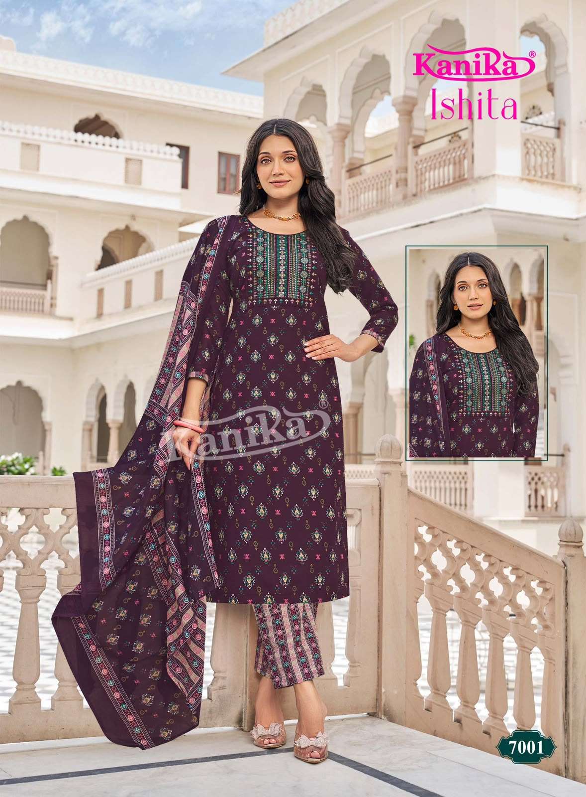 KANIKA ISHITA VOL 7 COTTON PRINTED LADIES STRAIGHT CUT KURTI BOTTOM AND DUPATTA SET 