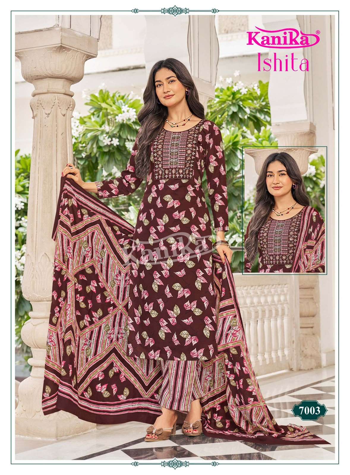 KANIKA ISHITA VOL 7 COTTON PRINTED LADIES STRAIGHT CUT KURTI BOTTOM AND DUPATTA SET 
