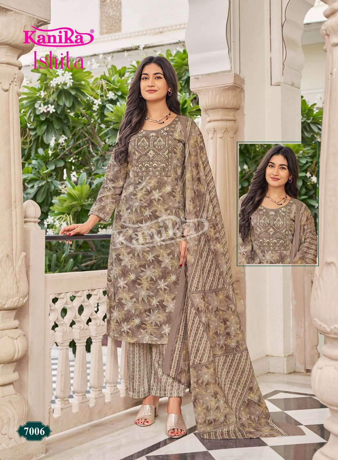 KANIKA ISHITA VOL 7 COTTON PRINTED LADIES STRAIGHT CUT KURTI BOTTOM AND DUPATTA SET 