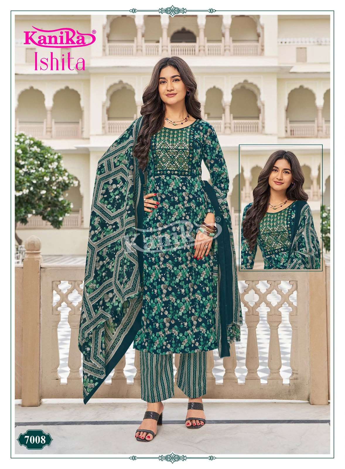 KANIKA ISHITA VOL 7 COTTON PRINTED LADIES STRAIGHT CUT KURTI BOTTOM AND DUPATTA SET 