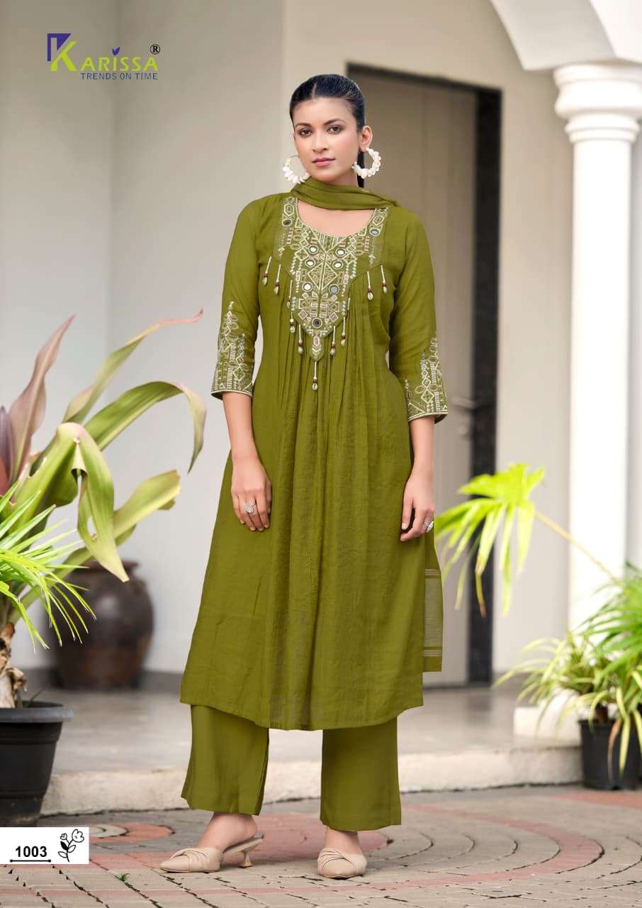 KARISSA SUPRIYA VISCOSE FANCY EMBROIDERIES WORK LADIES 3PCS SET COLLECTION 