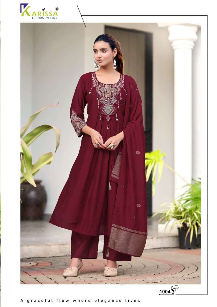 KARISSA SUPRIYA VISCOSE FANCY EMBROIDERIES WORK LADIES 3PCS SET COLLECTION 