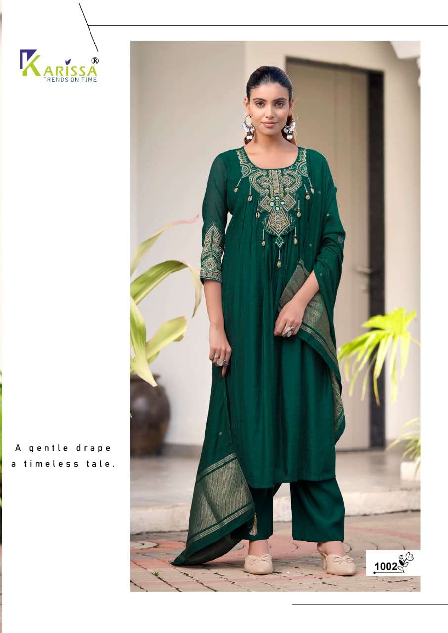 KARISSA SUPRIYA VISCOSE FANCY EMBROIDERIES WORK LADIES 3PCS SET COLLECTION 