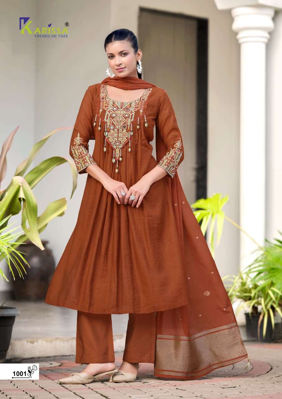 KARISSA SUPRIYA VISCOSE FANCY EMBROIDERIES WORK LADIES 3PCS SET COLLECTION 