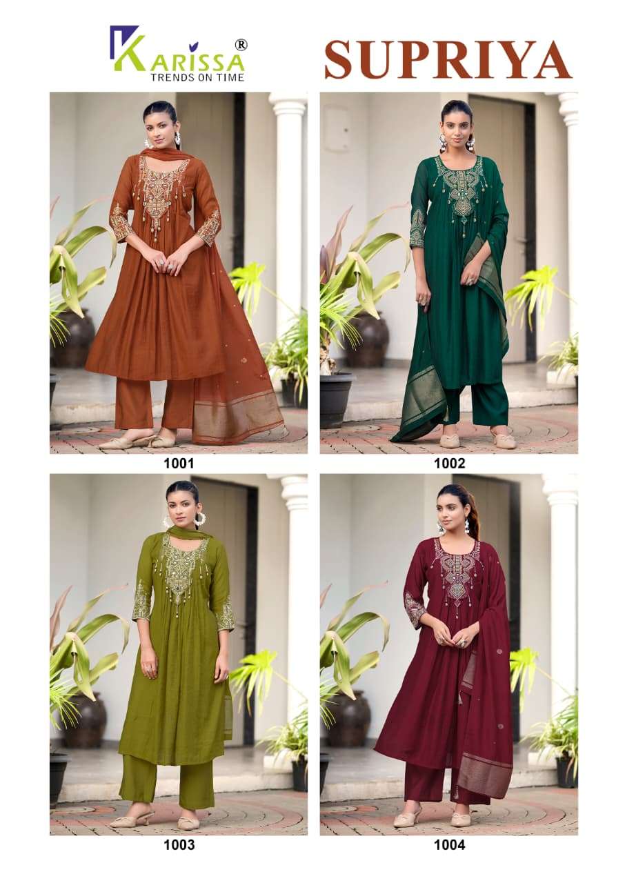 KARISSA SUPRIYA VISCOSE FANCY EMBROIDERIES WORK LADIES 3PCS SET COLLECTION 