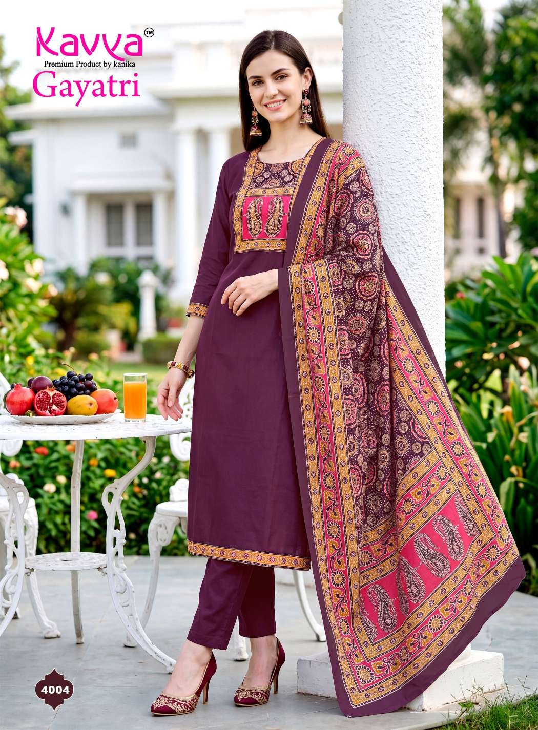KAVYA GAYATRI VOL 4 COTTON FANCY WORKS KURTI WITH BOTTOM AND DUPATTA SET 