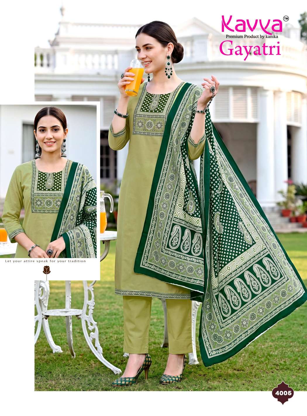 KAVYA GAYATRI VOL 4 COTTON FANCY WORKS KURTI WITH BOTTOM AND DUPATTA SET 