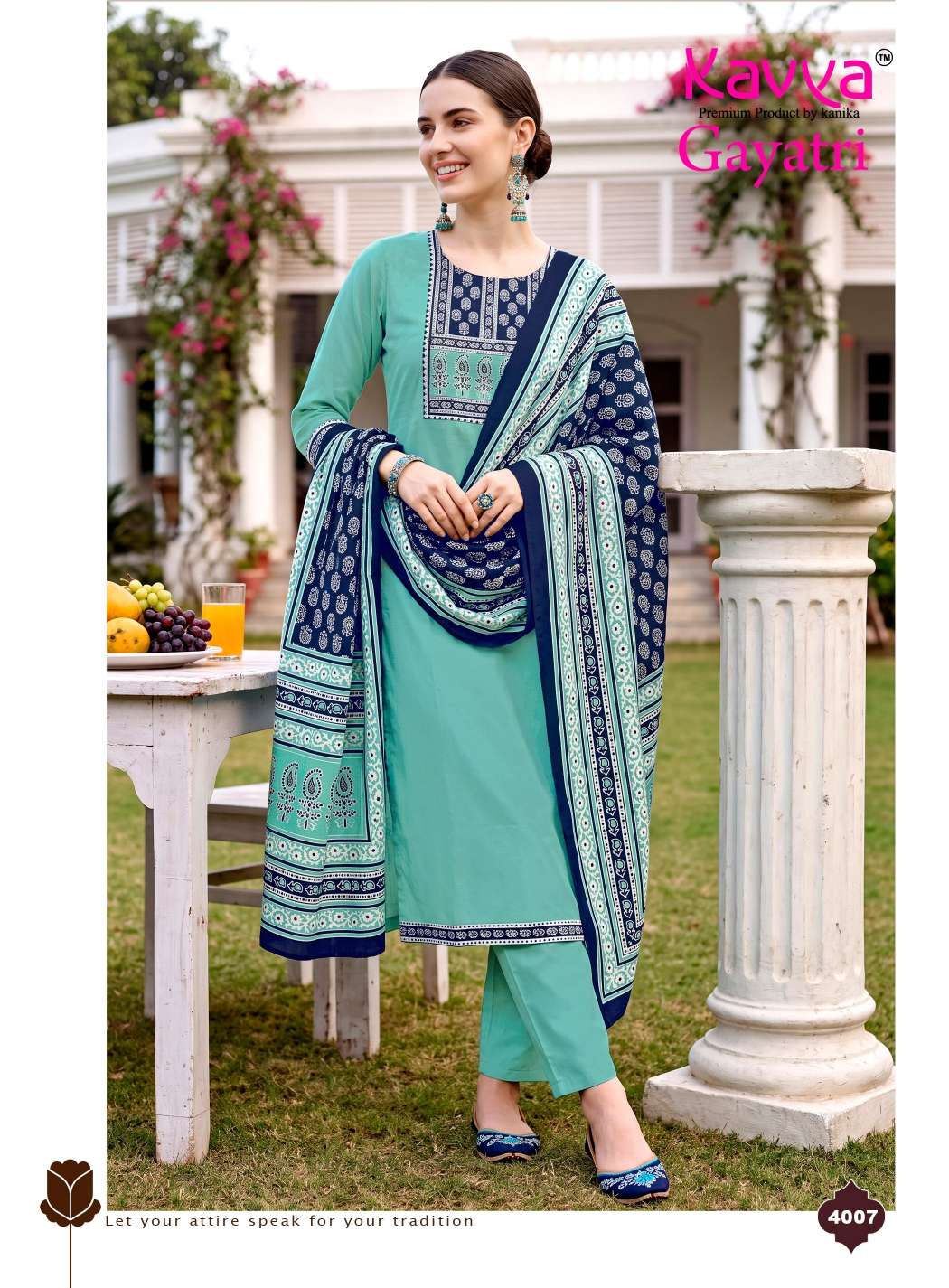 KAVYA GAYATRI VOL 4 COTTON FANCY WORKS KURTI WITH BOTTOM AND DUPATTA SET 