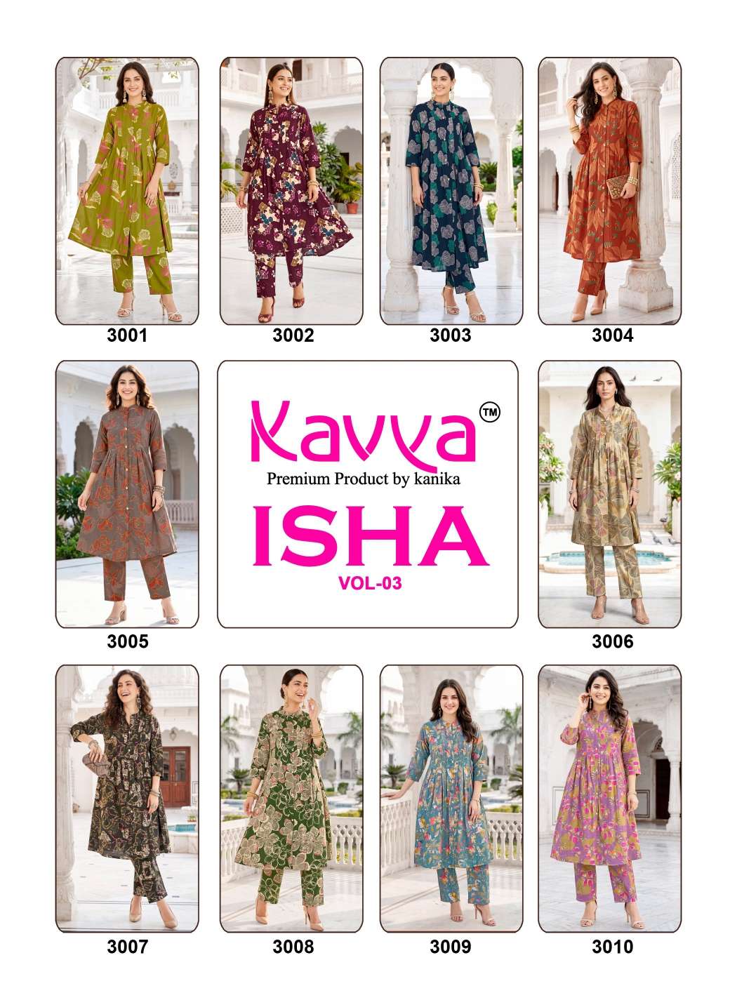 KAVYA ISHA VOL 3 FANCY PRINTED TOP WITH BOTTOM PAIR CO-ORD SET