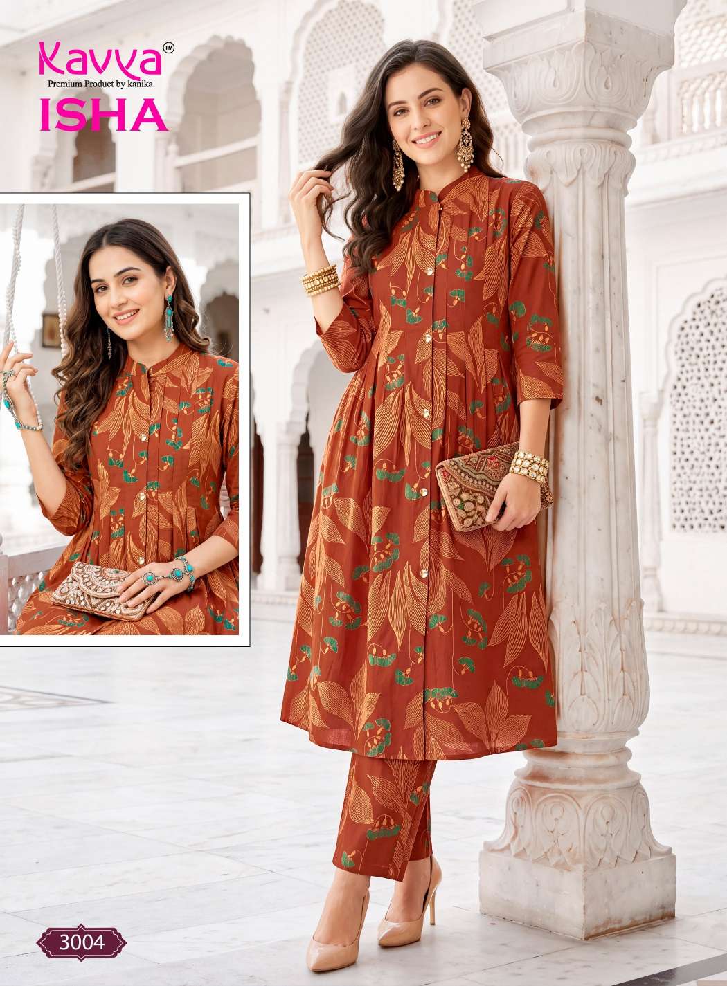 KAVYA ISHA VOL 3 FANCY PRINTED TOP WITH BOTTOM PAIR CO-ORD SET