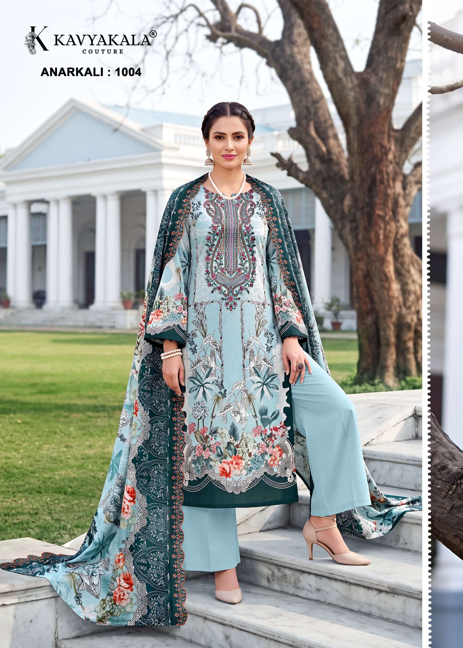 KAVYA KALA COUTURE ANARKALI VOL 29 LAWN COTTON DIGITAL PRINT WITH FANCY EMBROIDERY WORK SUIT