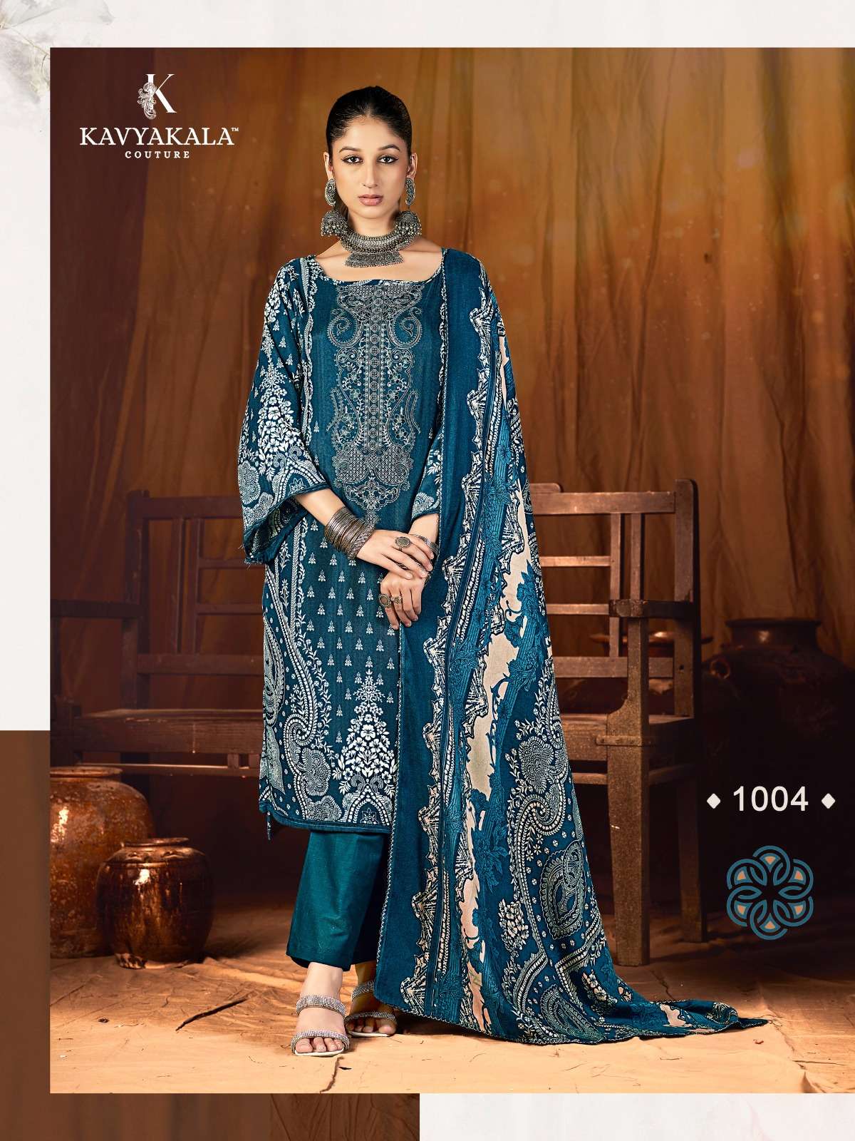 KAVYA‎ KALA COUTURE FITOOR VOL 5 PASHMINA DIGITAL PRINTS WITH FANCY WORK SUIT 