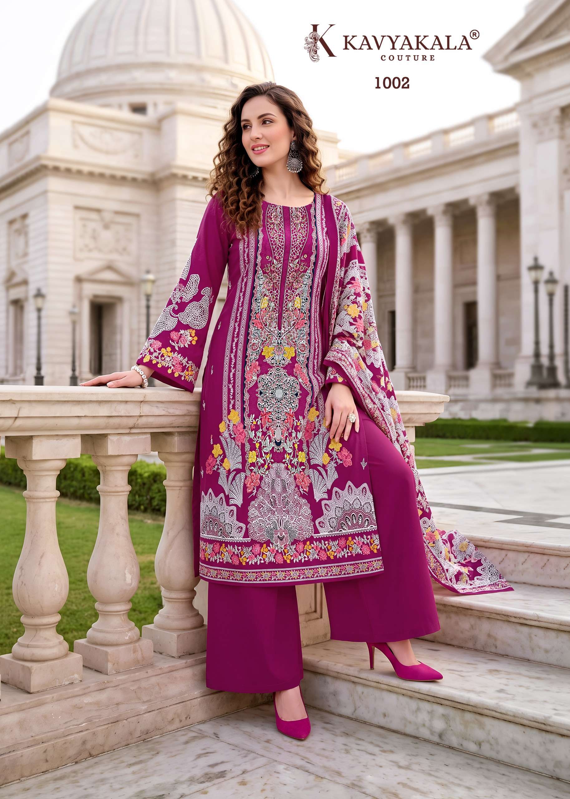 KAVYA‎‎‎ KALA COUTURE NEEDLE WONDER COTTON DIGITAL PRINTS WITH FANCY WORK SUIT