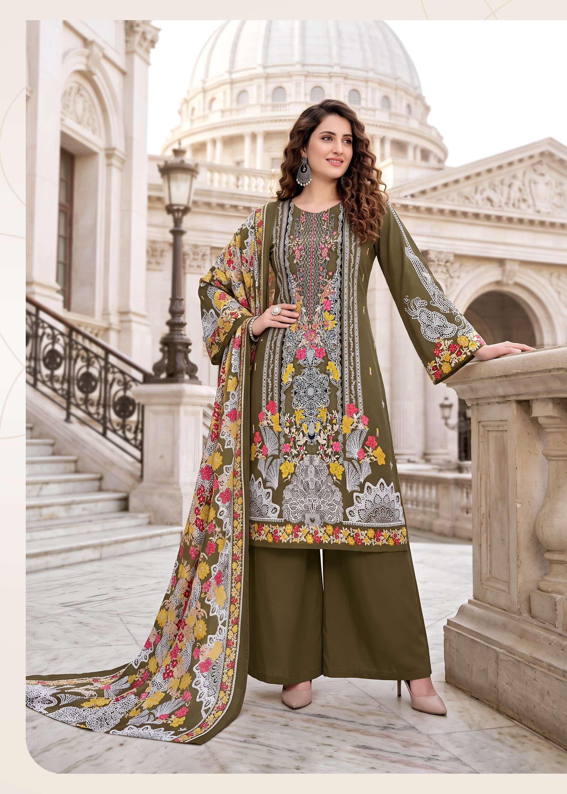 KAVYA‎‎‎ KALA COUTURE NEEDLE WONDER COTTON DIGITAL PRINTS WITH FANCY WORK SUIT