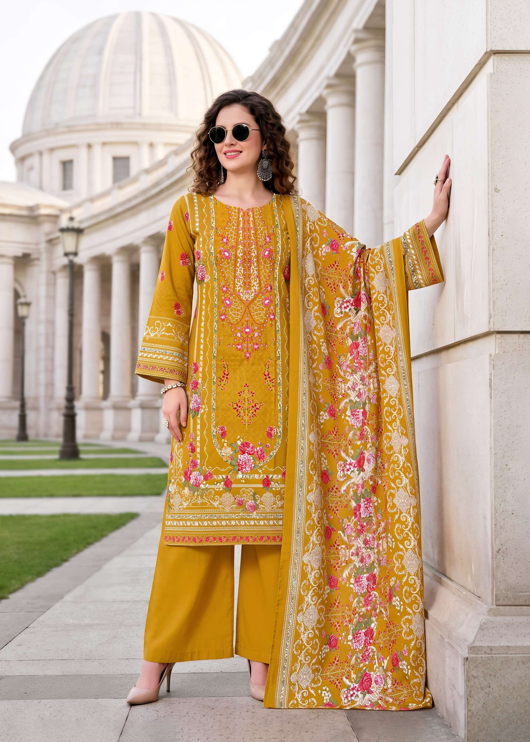 KAVYA‎‎‎ KALA COUTURE NEEDLE WONDER COTTON DIGITAL PRINTS WITH FANCY WORK SUIT
