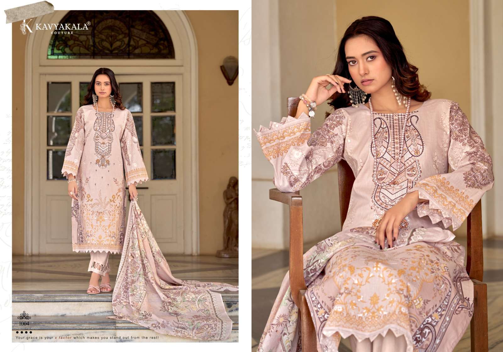 KAVYA‎‎ KALA COUTURE RIHAANA VOL 14 LAWN COTTON WITH‎ EMBROIDERY WORK SUIT