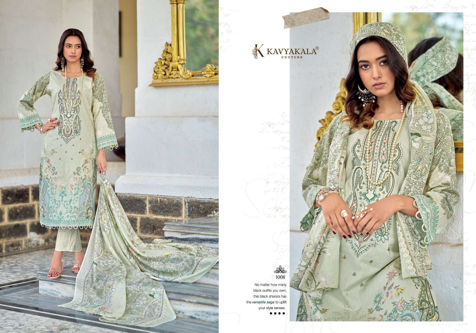 KAVYA‎‎ KALA COUTURE RIHAANA VOL 14 LAWN COTTON WITH‎ EMBROIDERY WORK SUIT