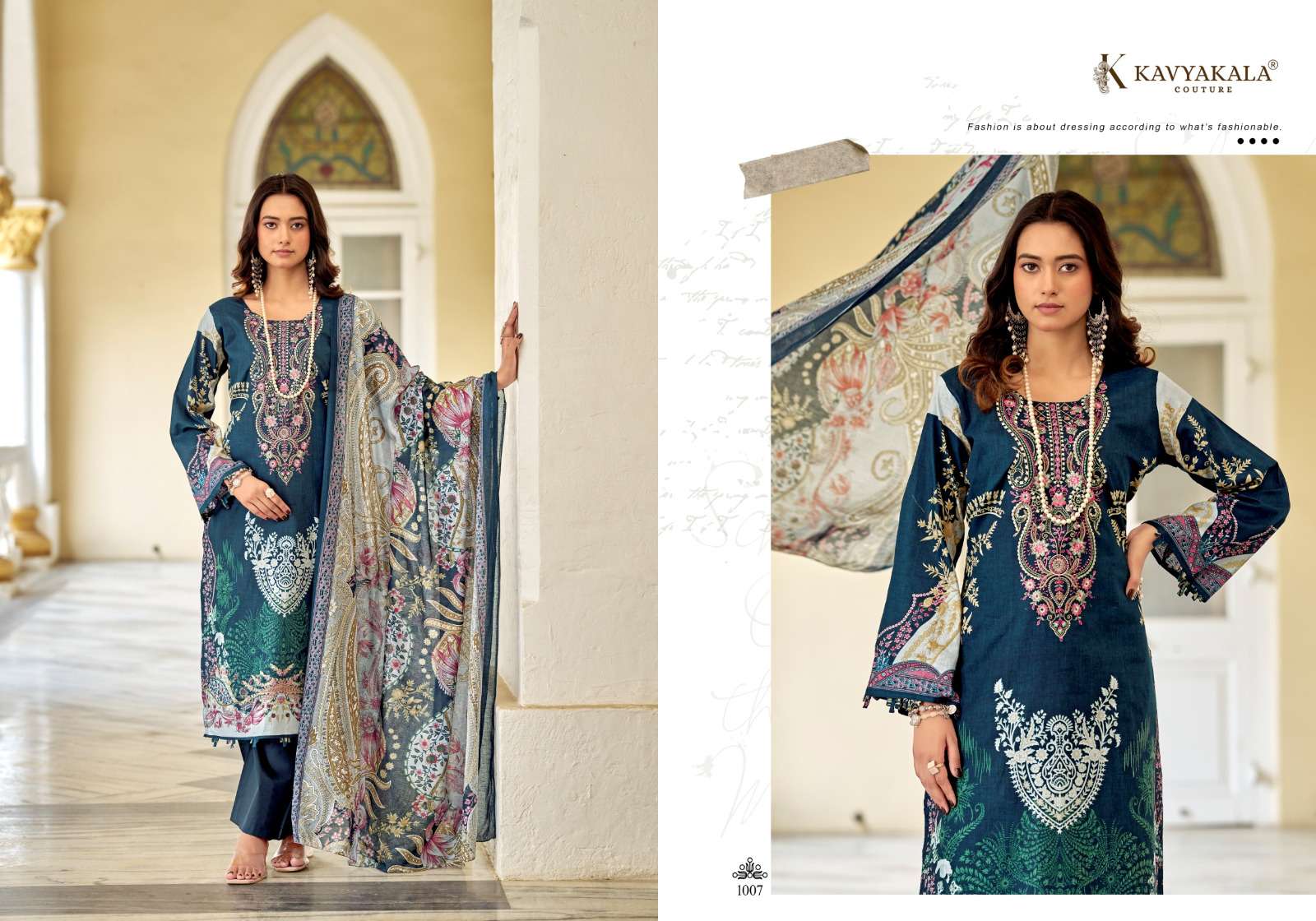 KAVYA‎‎ KALA COUTURE RIHAANA VOL 14 LAWN COTTON WITH‎ EMBROIDERY WORK SUIT