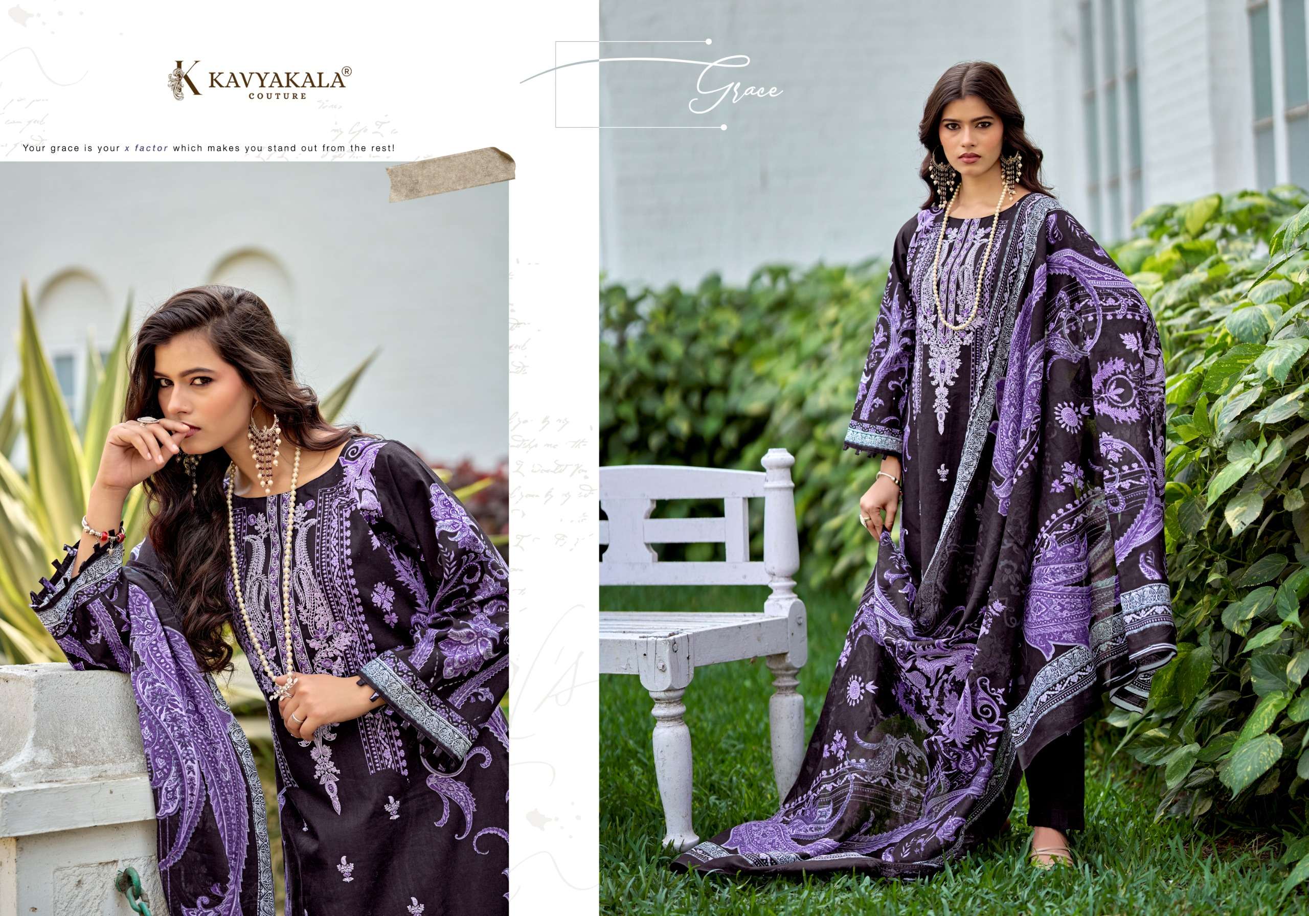 KAVYA‎‎ KALA COUTURE RIHAANA VOL 15 LAWN COTTON DIGITAL PRINTS WITH FANCY WORK SUIT