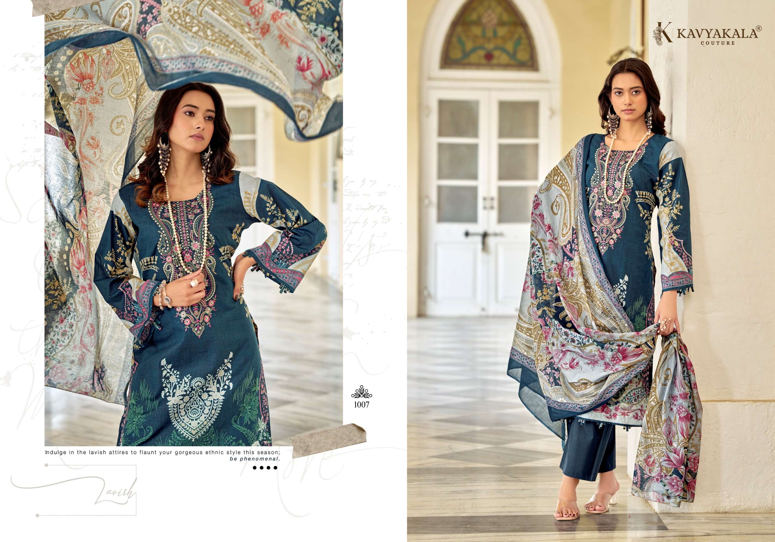 KAVYA‎‎ KALA COUTURE RIHAANA VOL 15 LAWN COTTON DIGITAL PRINTS WITH FANCY WORK SUIT
