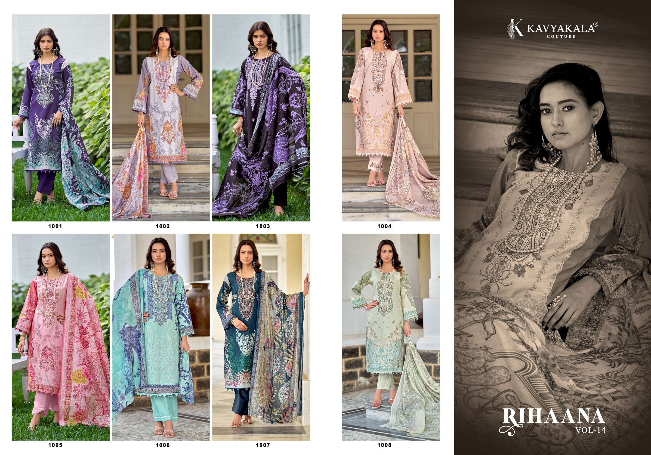 KAVYA‎‎ KALA COUTURE RIHAANA VOL 15 LAWN COTTON DIGITAL PRINTS WITH FANCY WORK SUIT