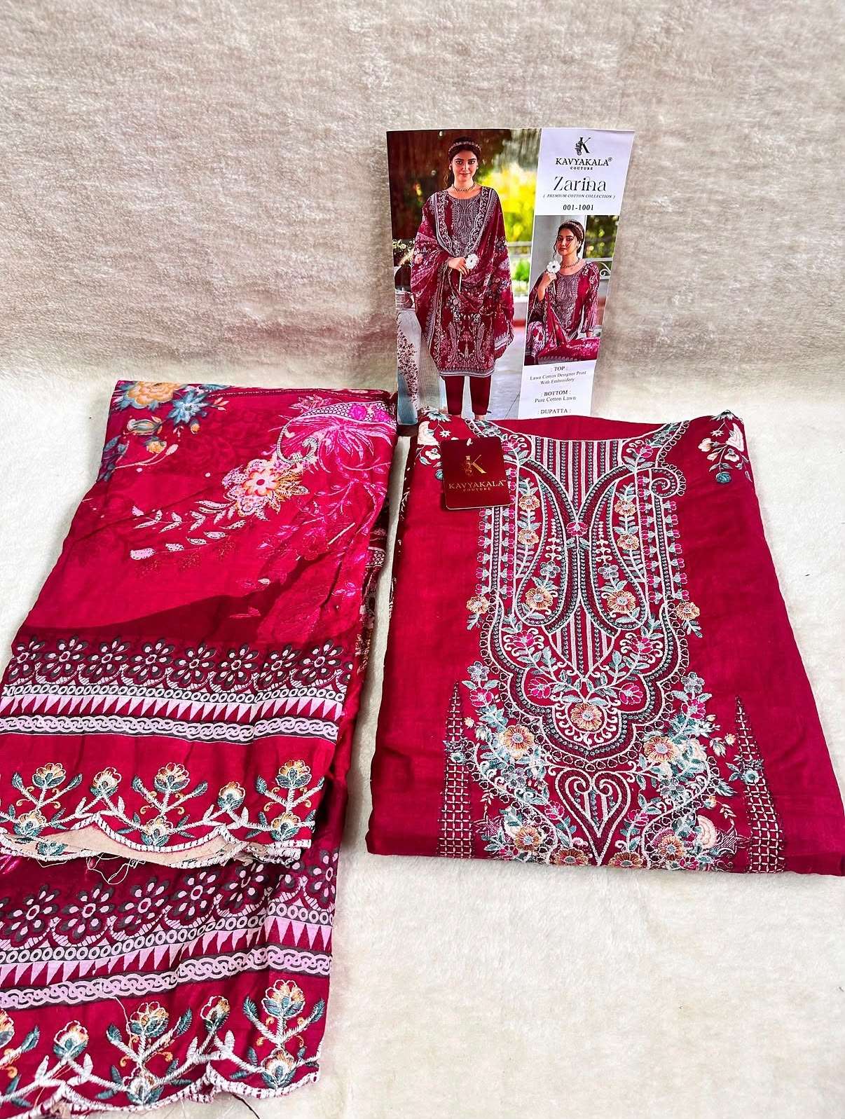 KAVYA KALA COUTURE ZARINA‎ LAWN COTTON DIGITAL PRINTS WITH FANCY WORK SUIT