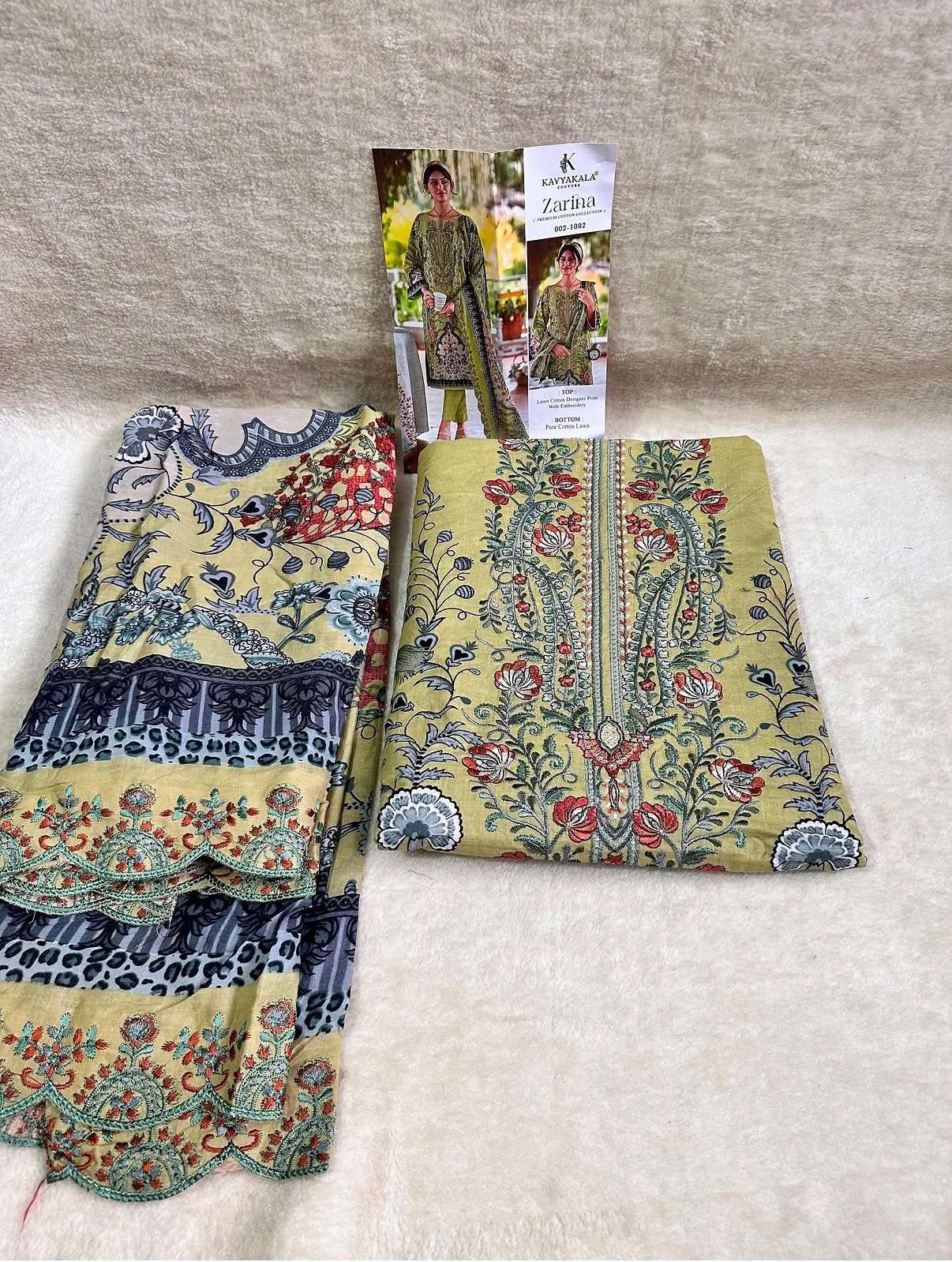 KAVYA KALA COUTURE ZARINA‎ LAWN COTTON DIGITAL PRINTS WITH FANCY WORK SUIT