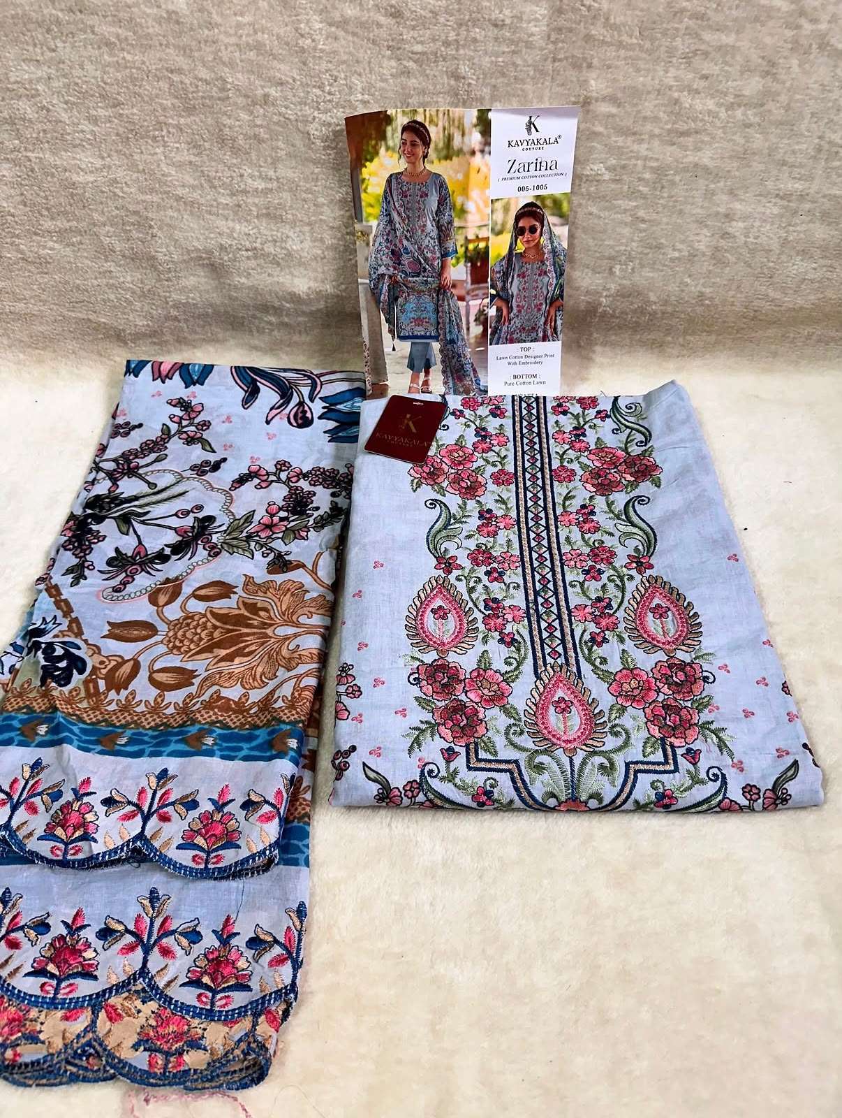 KAVYA KALA COUTURE ZARINA‎ LAWN COTTON DIGITAL PRINTS WITH FANCY WORK SUIT