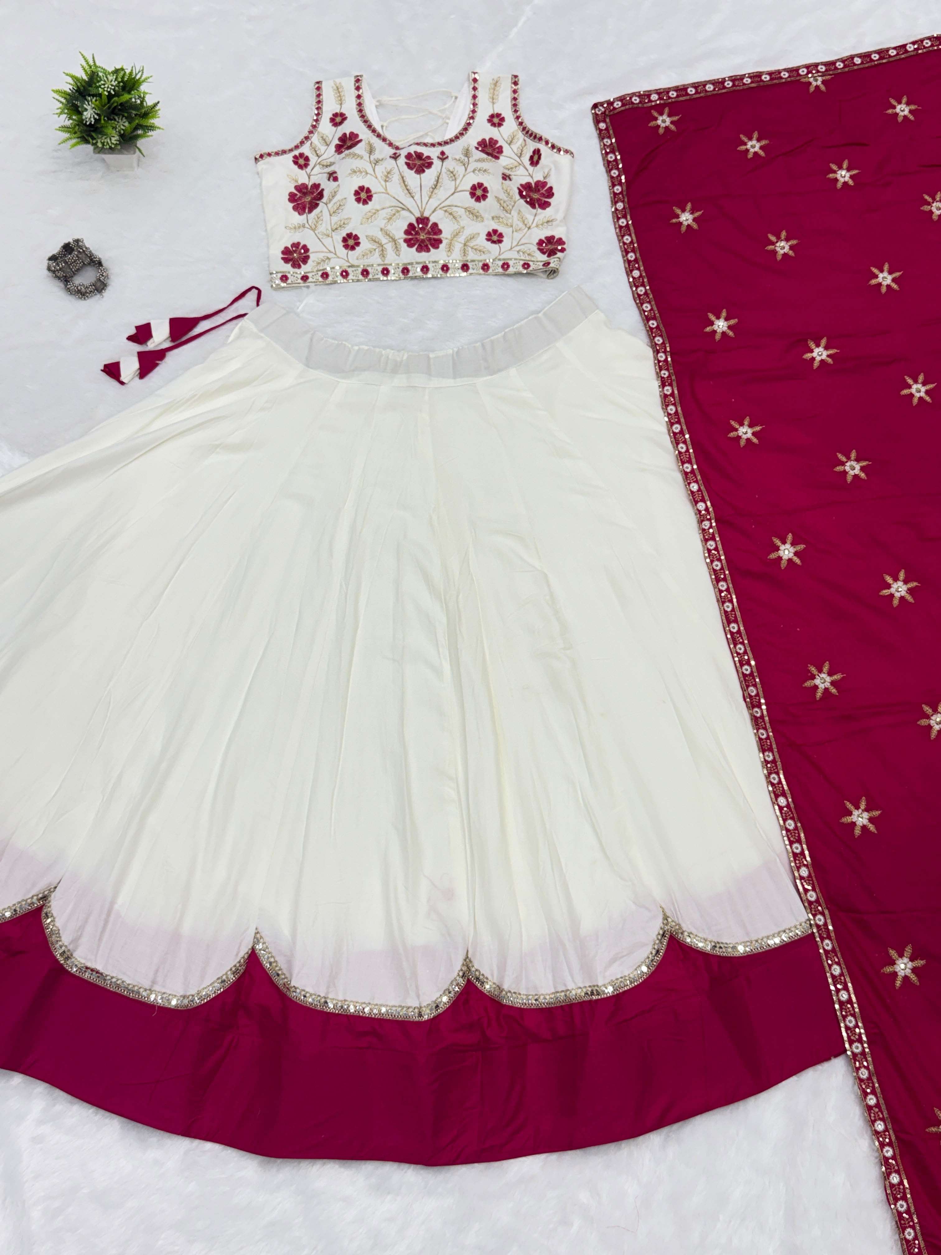 KD 02 COTTON BEAUTIFUL EMBROIDERY DESIGNER WORK NAVRATRI WEAR LEHENGA CHOLI WITH DUPATTA SET 