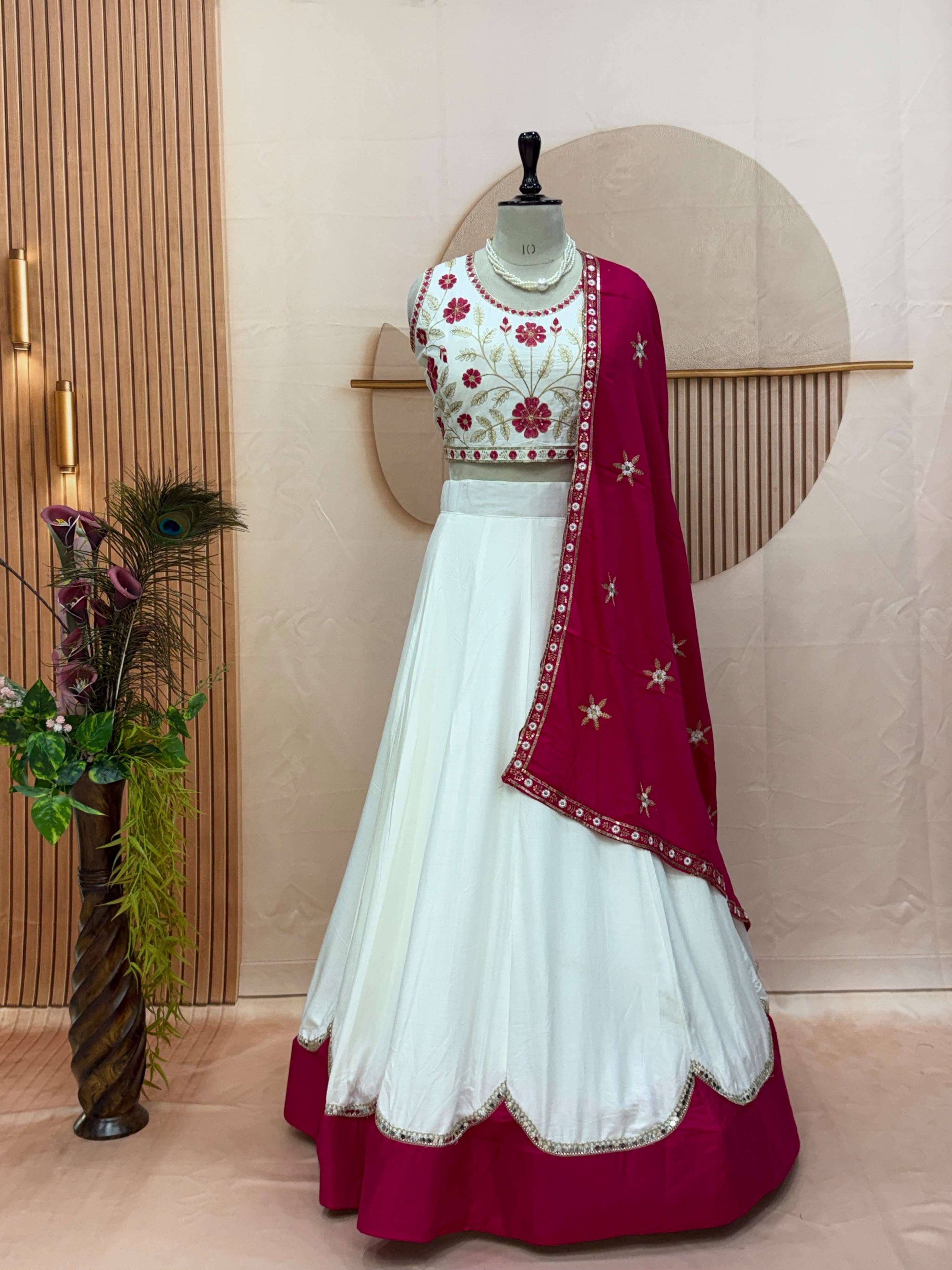 KD 02 COTTON BEAUTIFUL EMBROIDERY DESIGNER WORK NAVRATRI WEAR LEHENGA CHOLI WITH DUPATTA SET 
