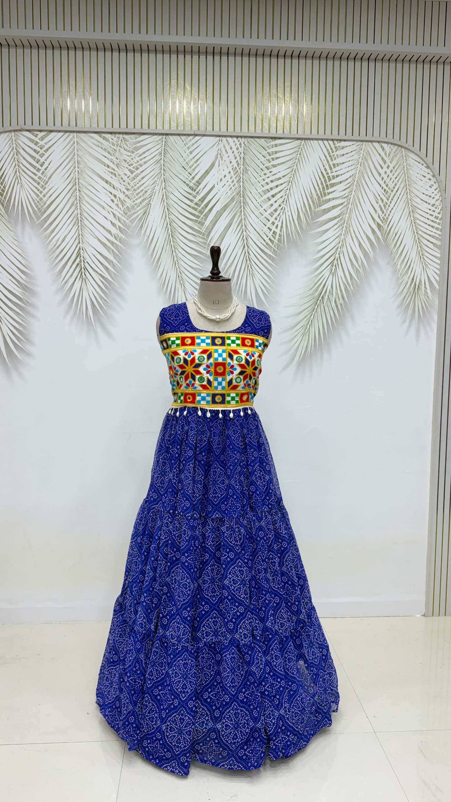 KD 10 GEORGETTE BANDHANI PRINT WITH FANCY WORK NAVRATRI WEAR LADIES GOWN 