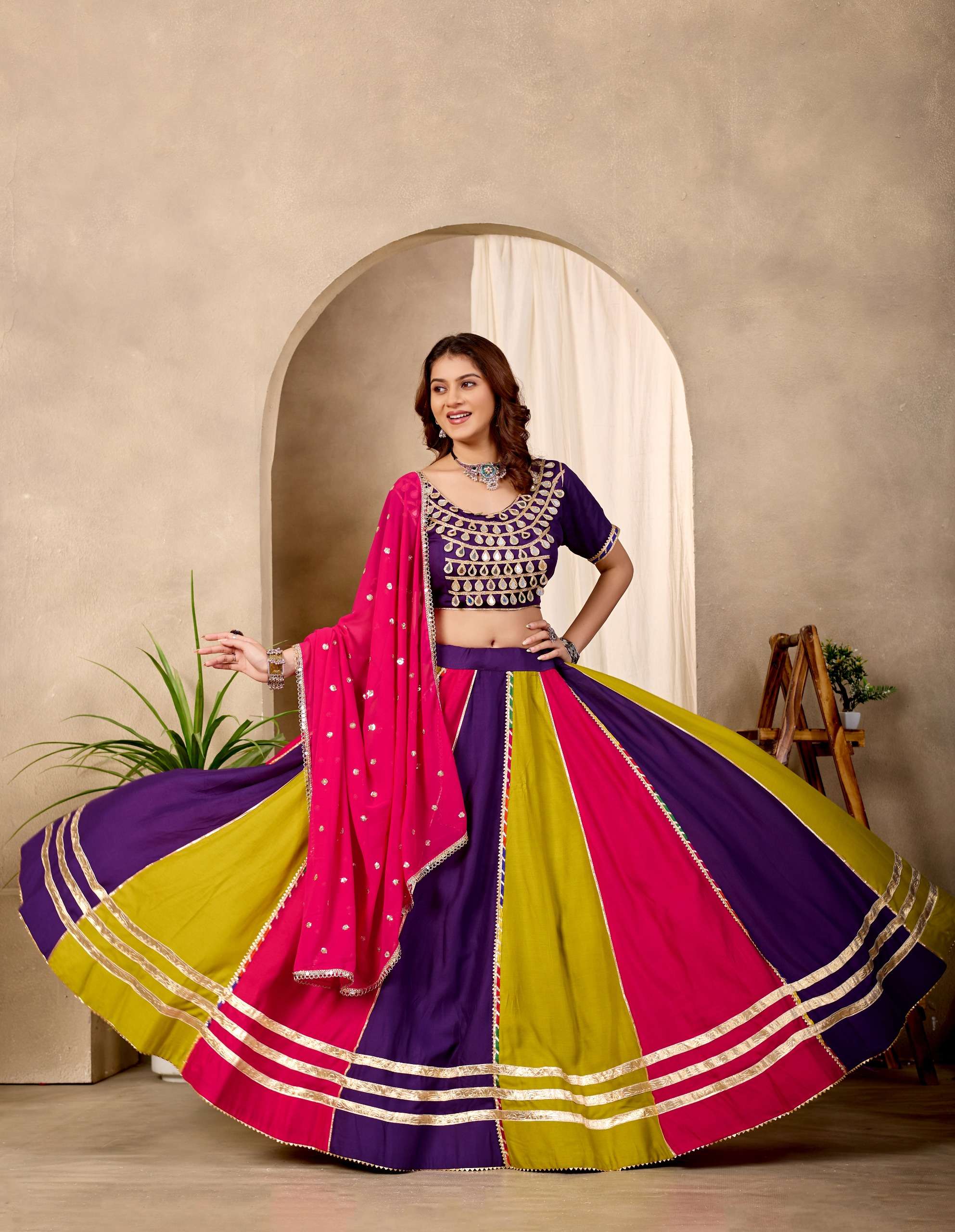 KD 13 COTTON DESIGNER WORK NAVRATRI WEAR LEHENGA CHOLI WITH DUPATTA SET 