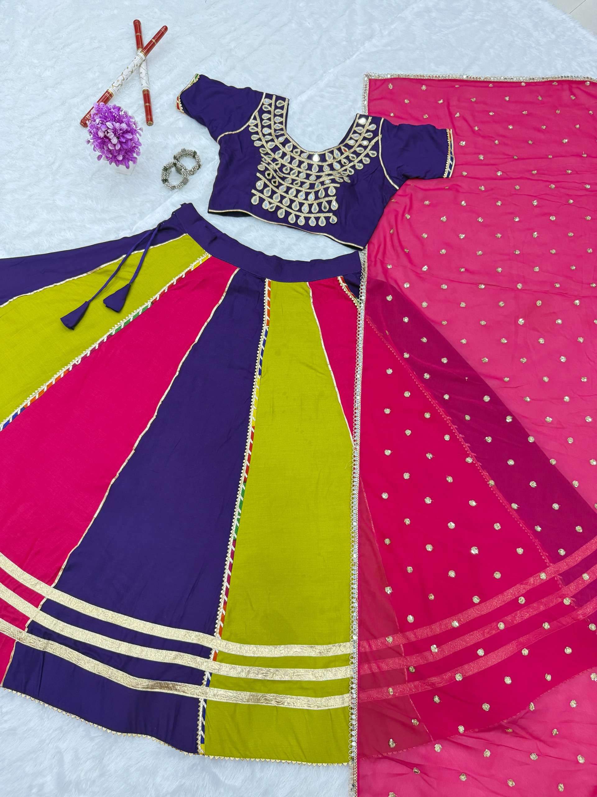 KD 13 COTTON DESIGNER WORK NAVRATRI WEAR LEHENGA CHOLI WITH DUPATTA SET 