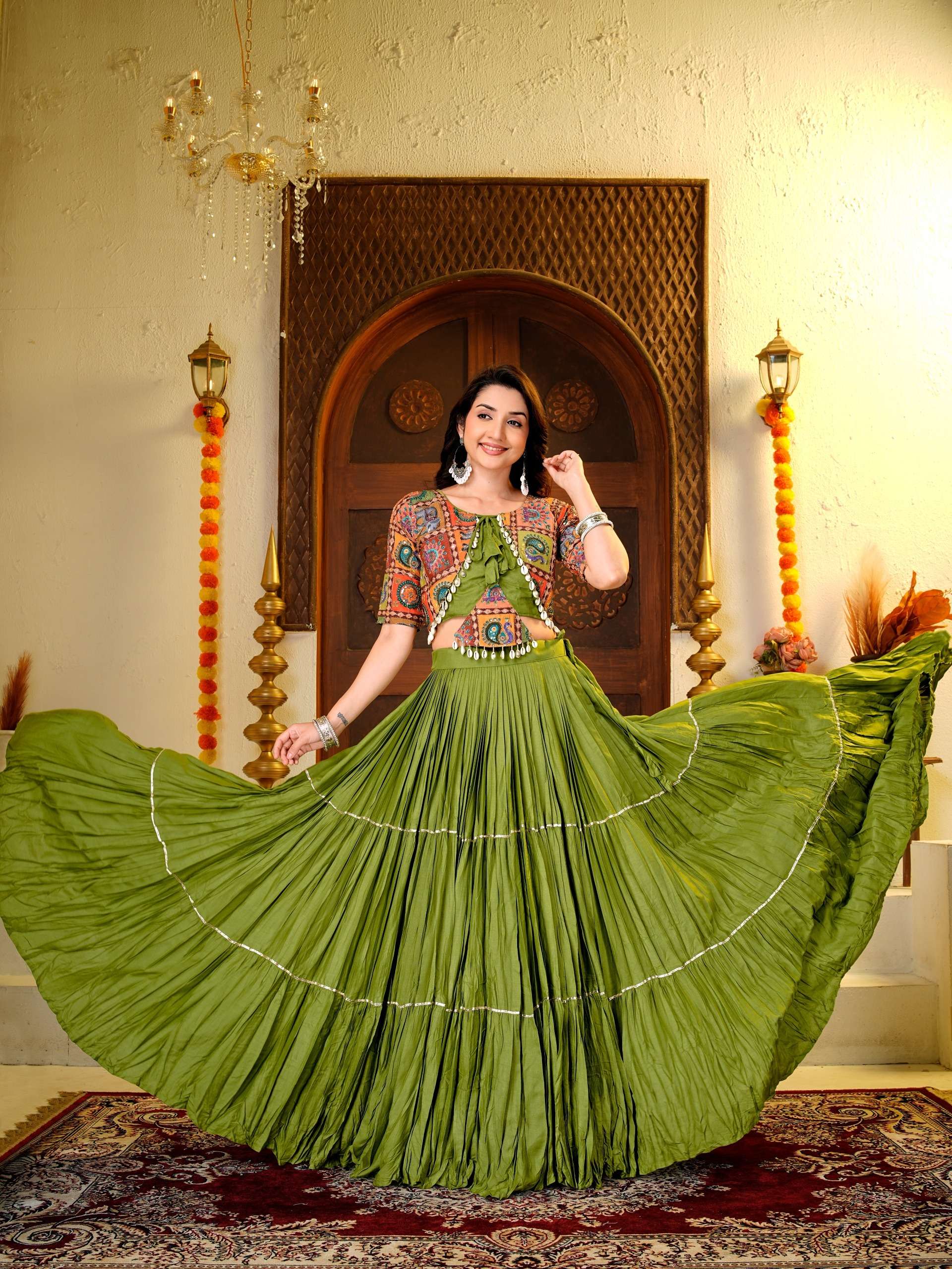 KD 14 COTTON DESIGNER WORK NAVRATRI WEAR LEHENGA CHOLI 
