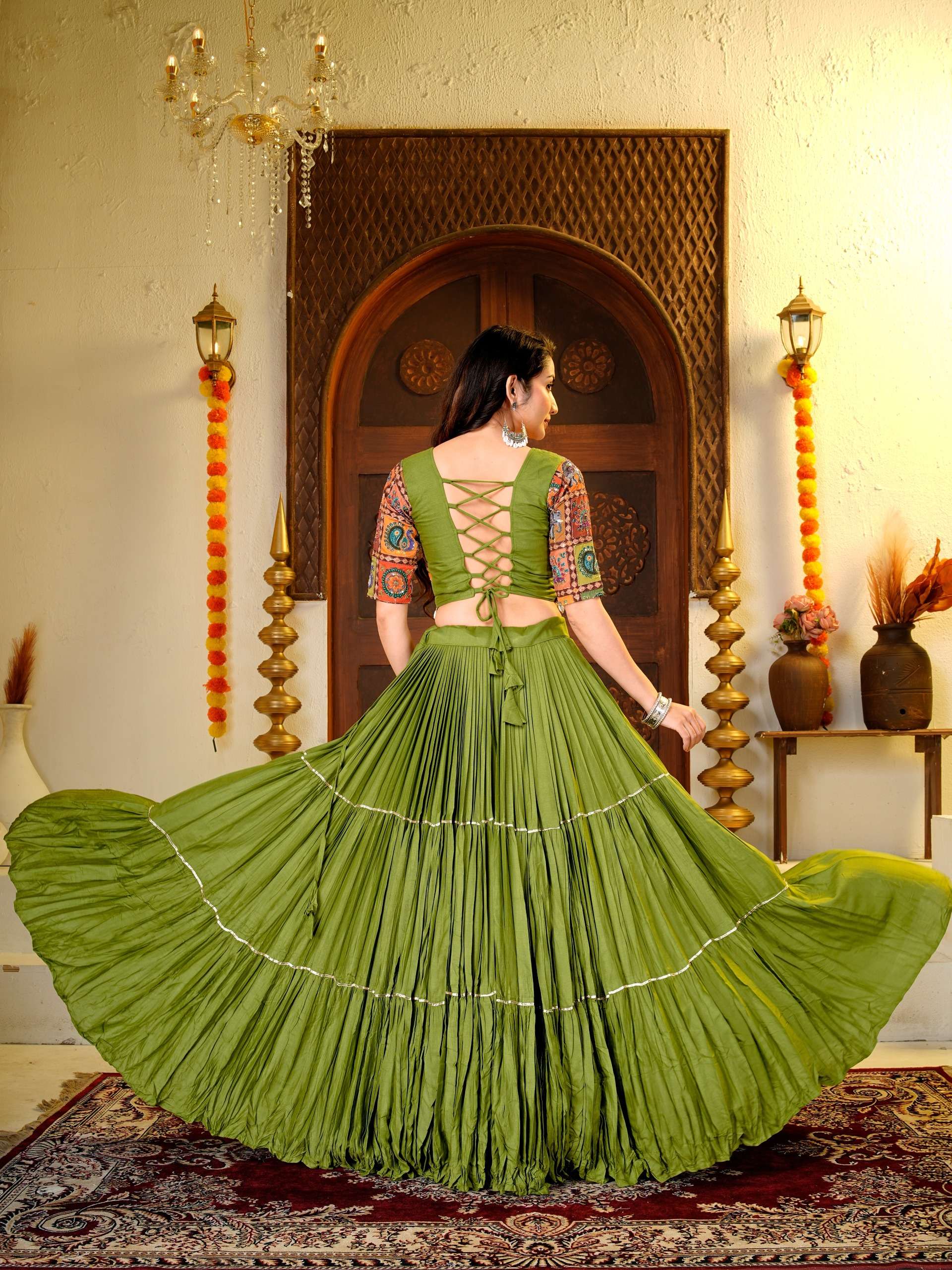 KD 14 COTTON DESIGNER WORK NAVRATRI WEAR LEHENGA CHOLI 
