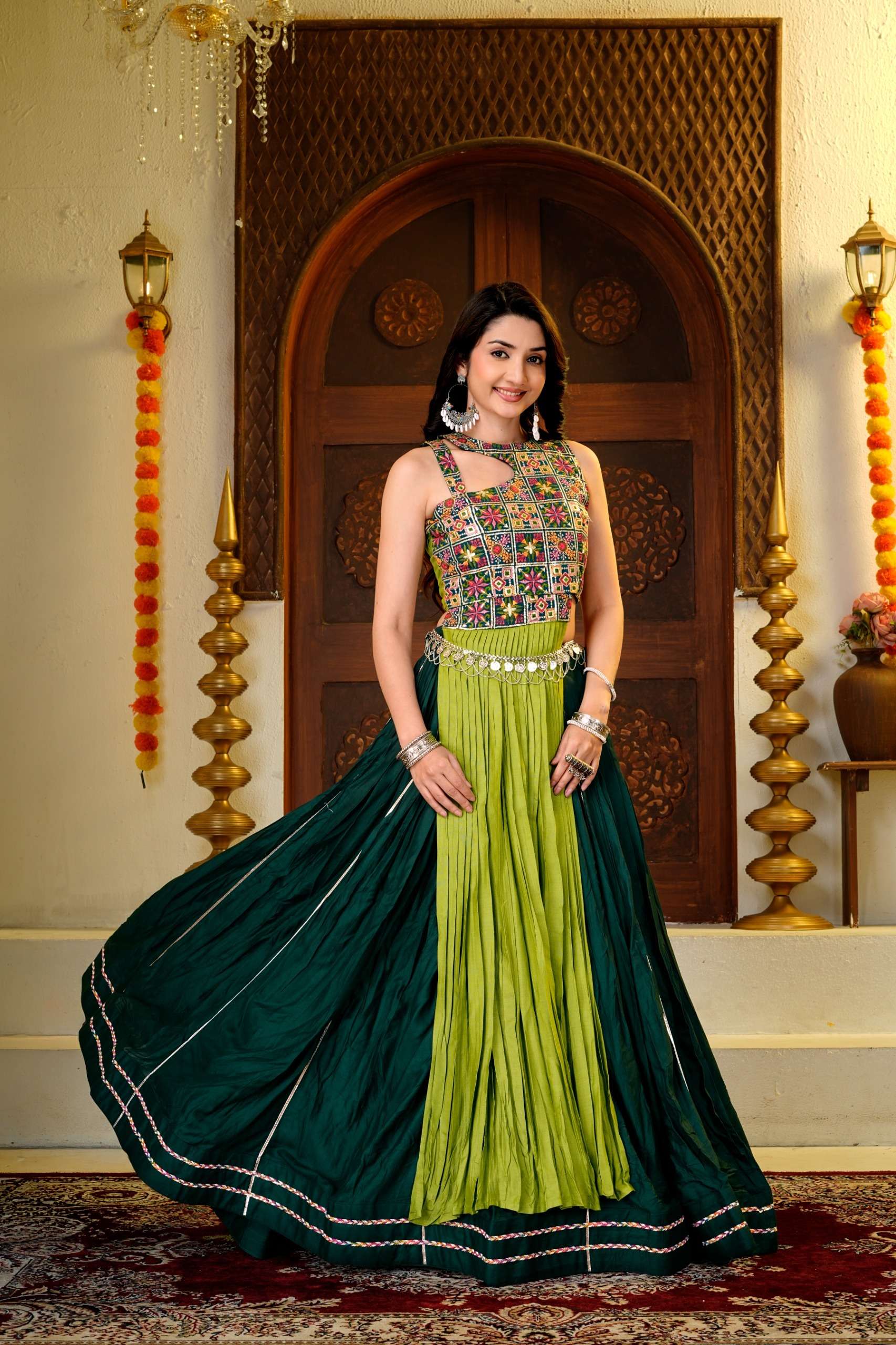 KD 17 COTTON MIRROR WORK DESIGNER NAVRATRI FESTIVE WEAR LEHENGA CHOLI 