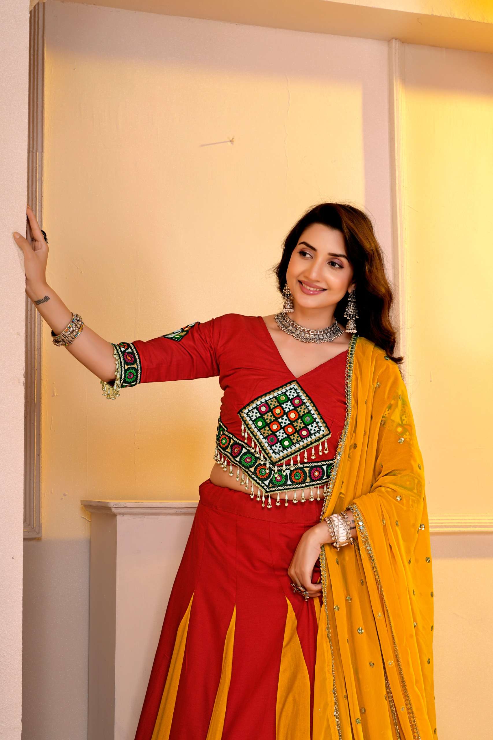 KD 19 COTTON DESIGNER WORK NAVRATRI WEAR LEHENGA CHOLI WITH DUPATTA SET 