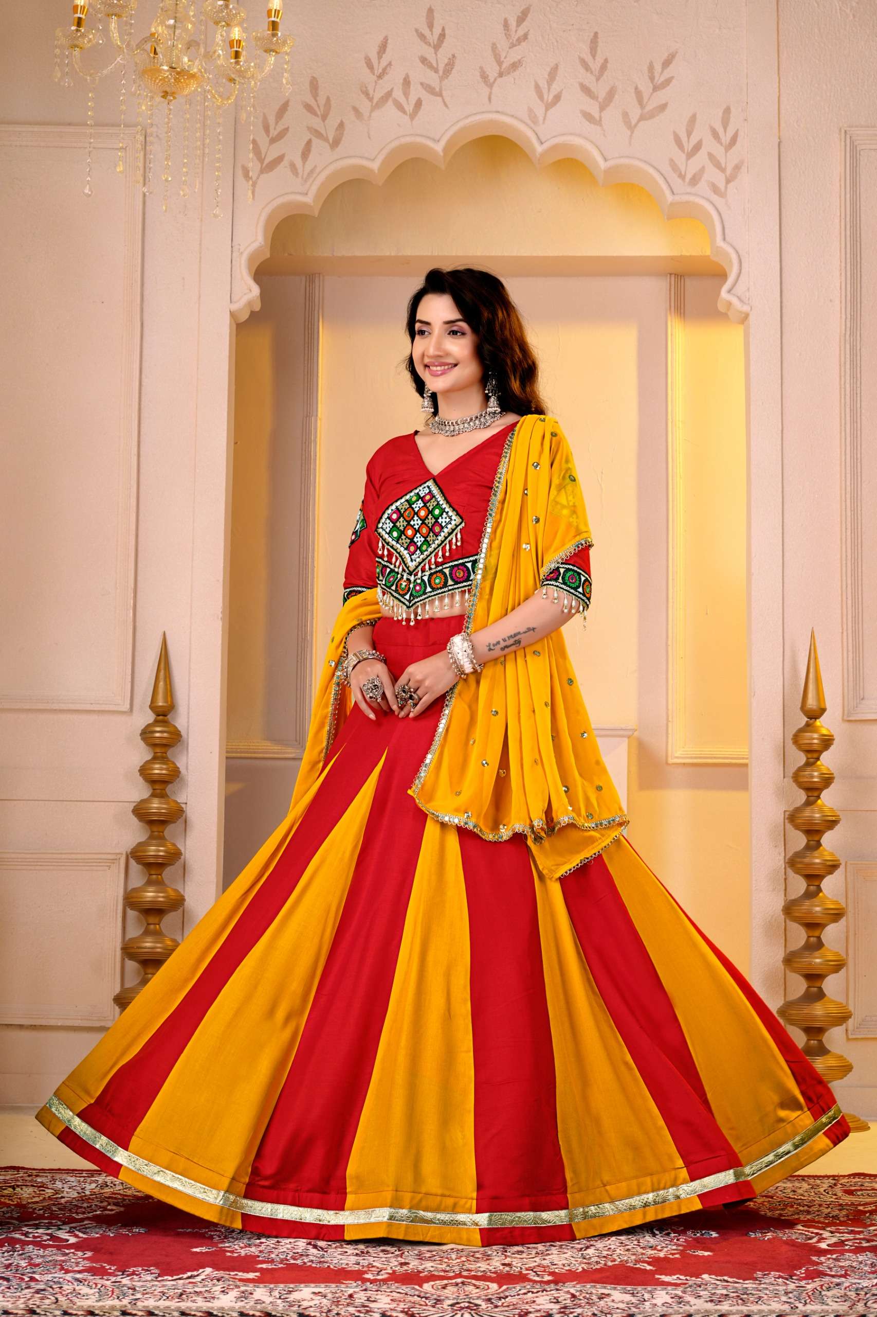 KD 19 COTTON DESIGNER WORK NAVRATRI WEAR LEHENGA CHOLI WITH DUPATTA SET 