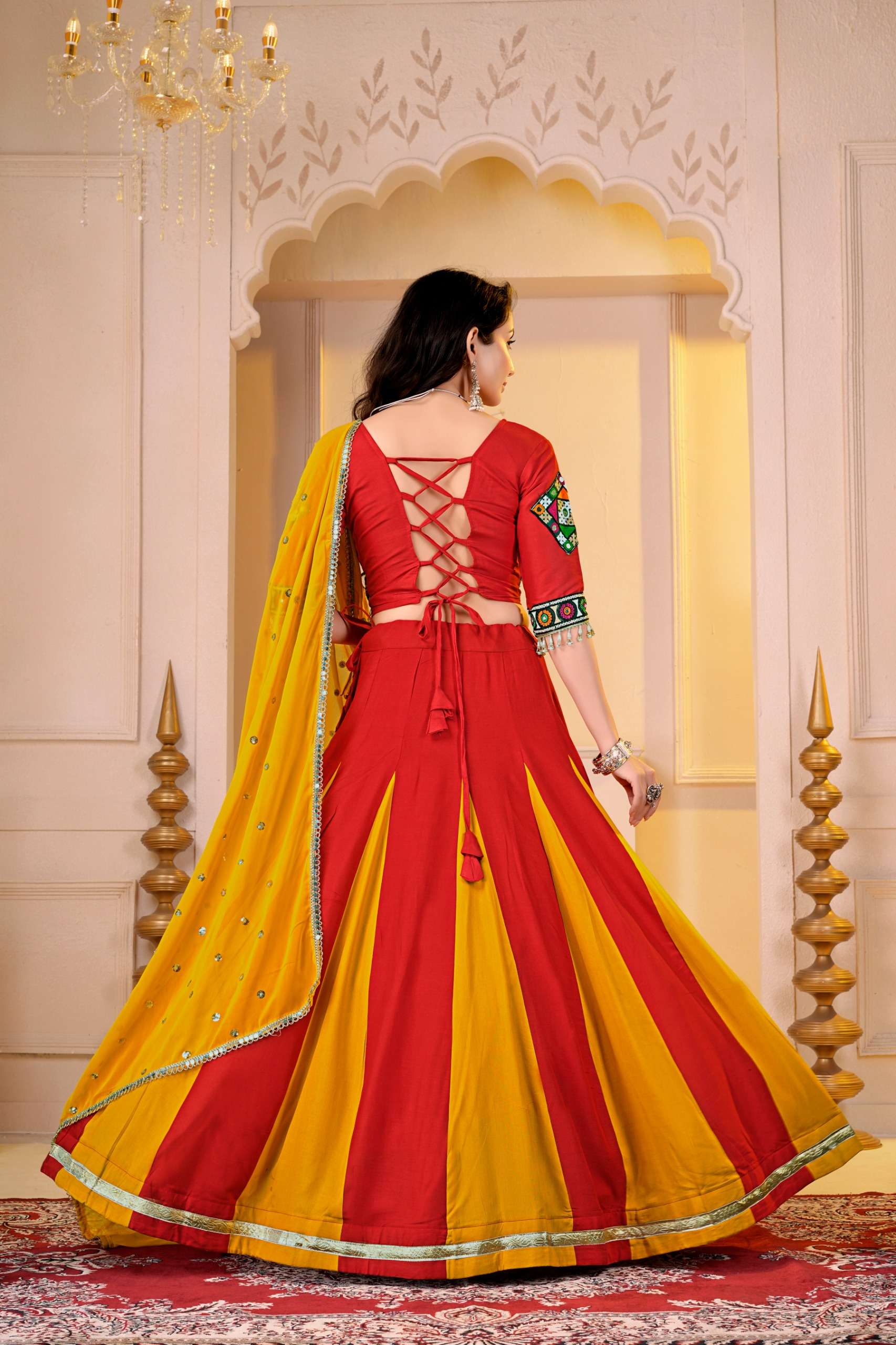 KD 19 COTTON DESIGNER WORK NAVRATRI WEAR LEHENGA CHOLI WITH DUPATTA SET 