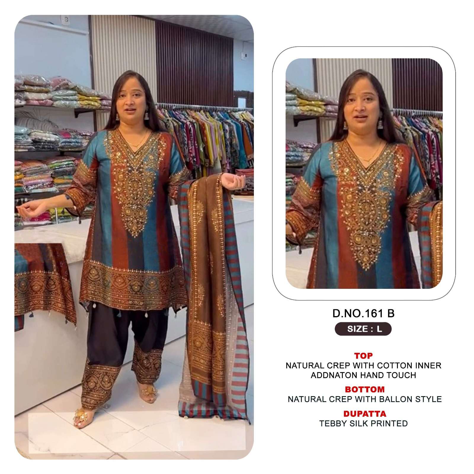 KHAS FASHION D NO 162 AB CREPE DIGITAL PRINT WITH DESIGNER WORK SUIT 