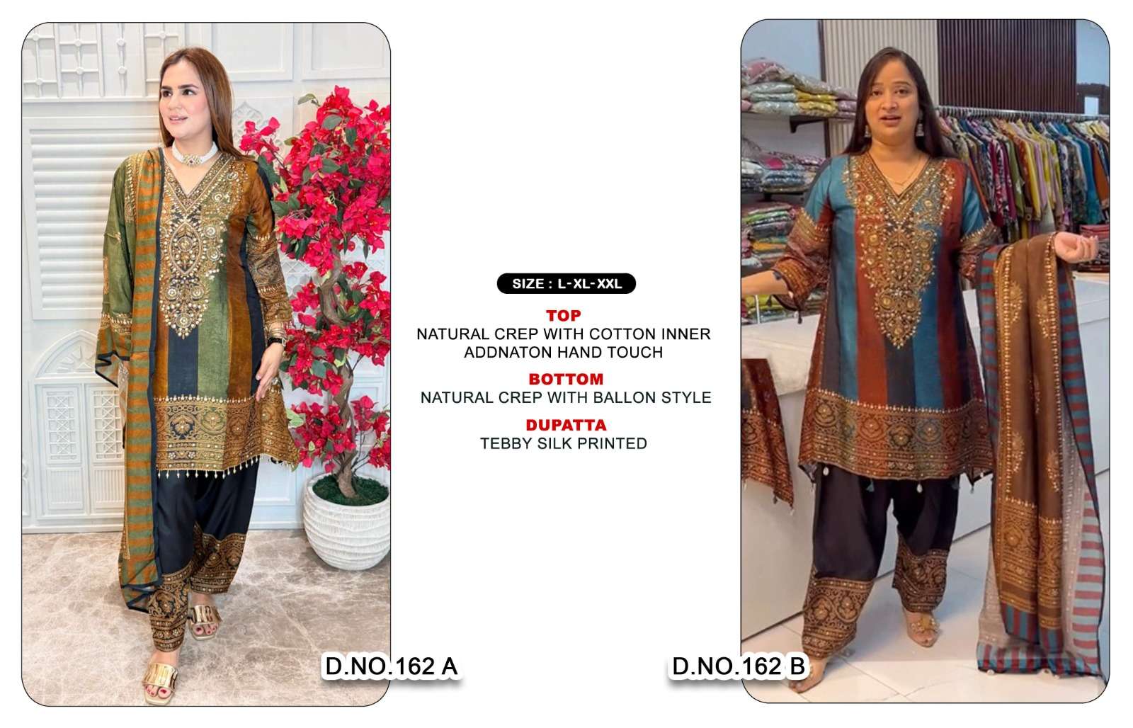 KHAS FASHION D NO 162 AB CREPE DIGITAL PRINT WITH DESIGNER WORK SUIT 