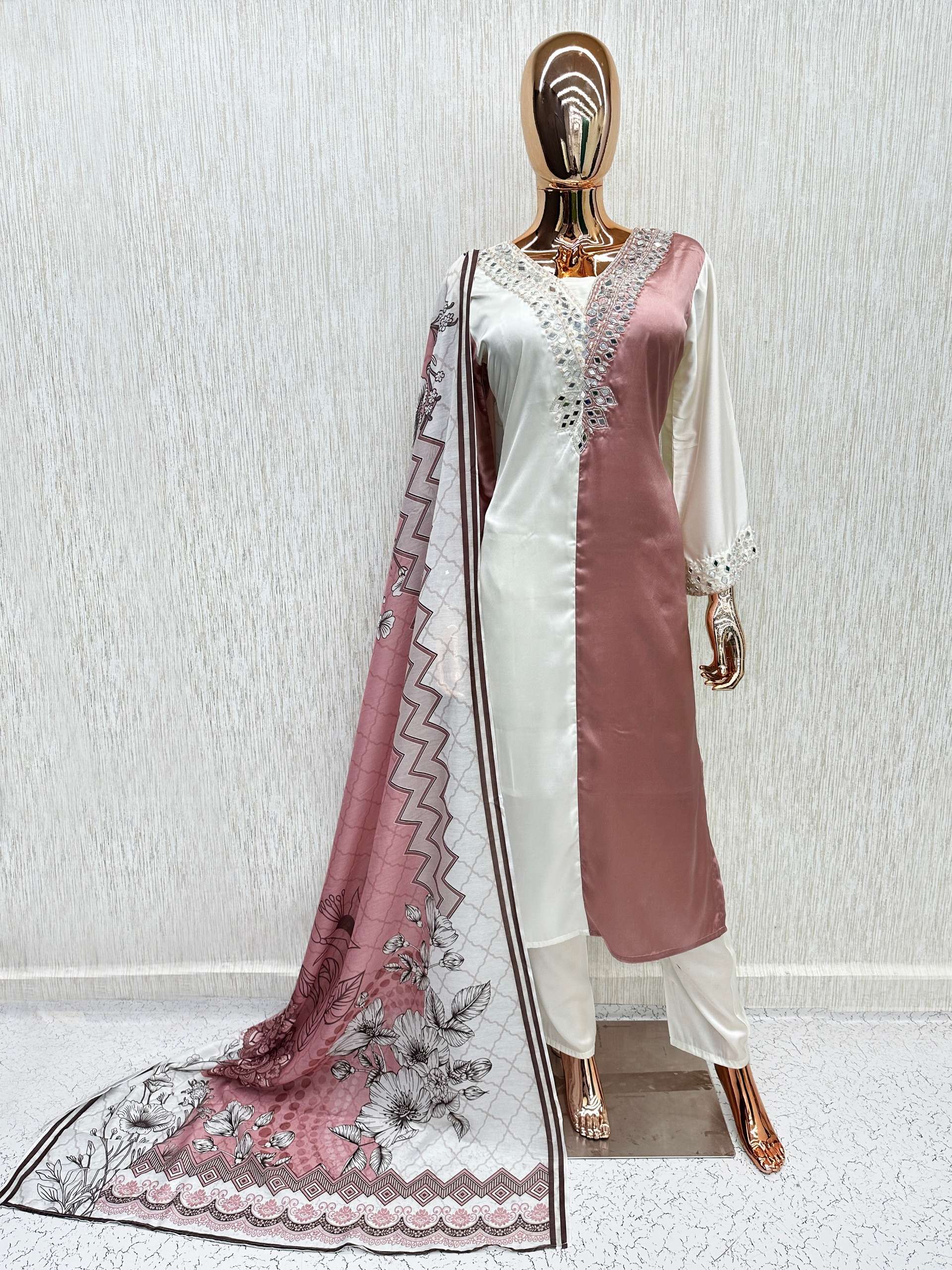 KHAS FASHION D NO 170 SATIN EMBROIDERY DESIGNER WORKED READY MADE PAKISTANI SUIT