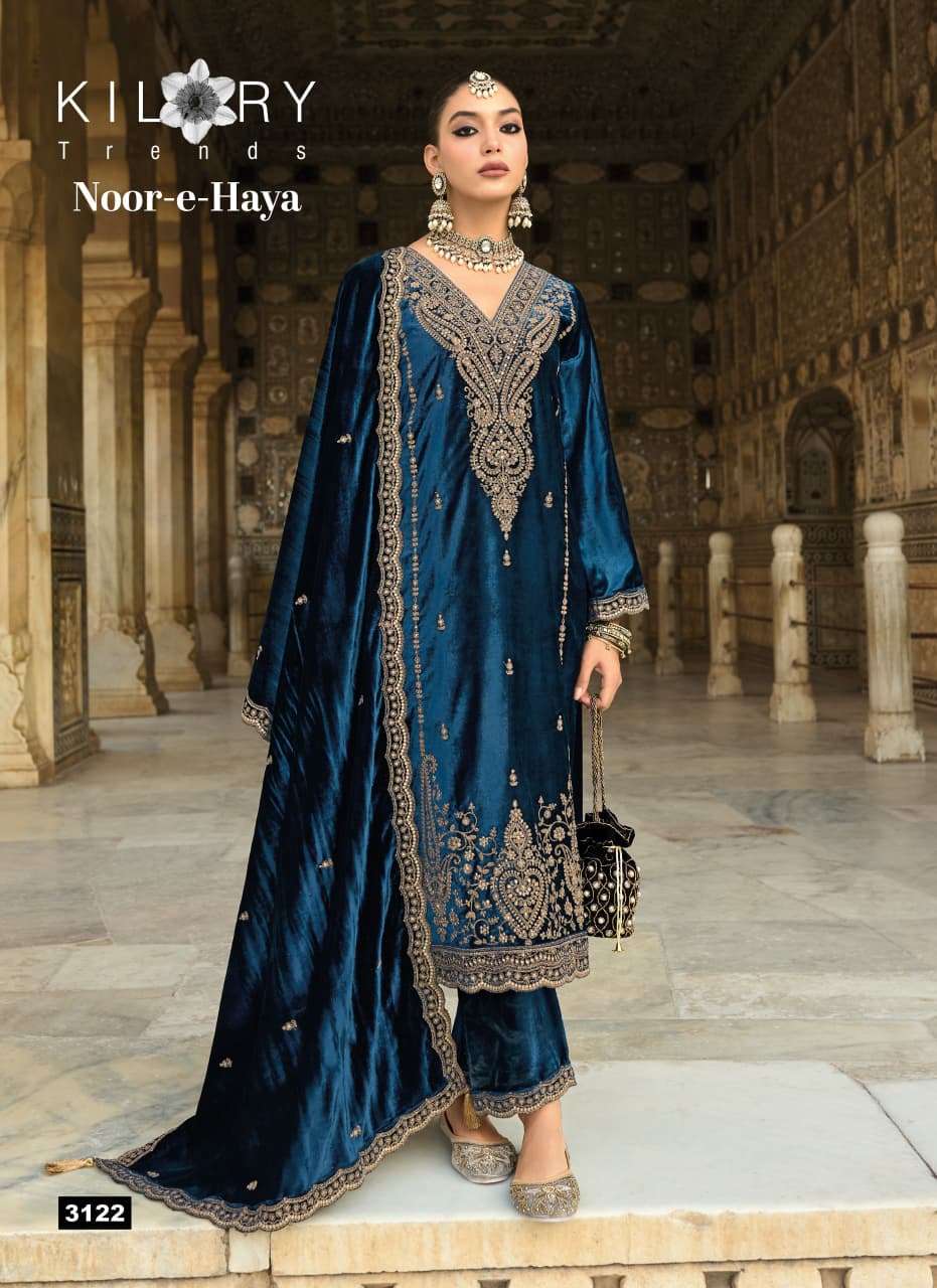  KILORY TRENDS NOOR E HAYA VELVET EMBROIDERY DESIGNER WORKED HEAVY SUIT