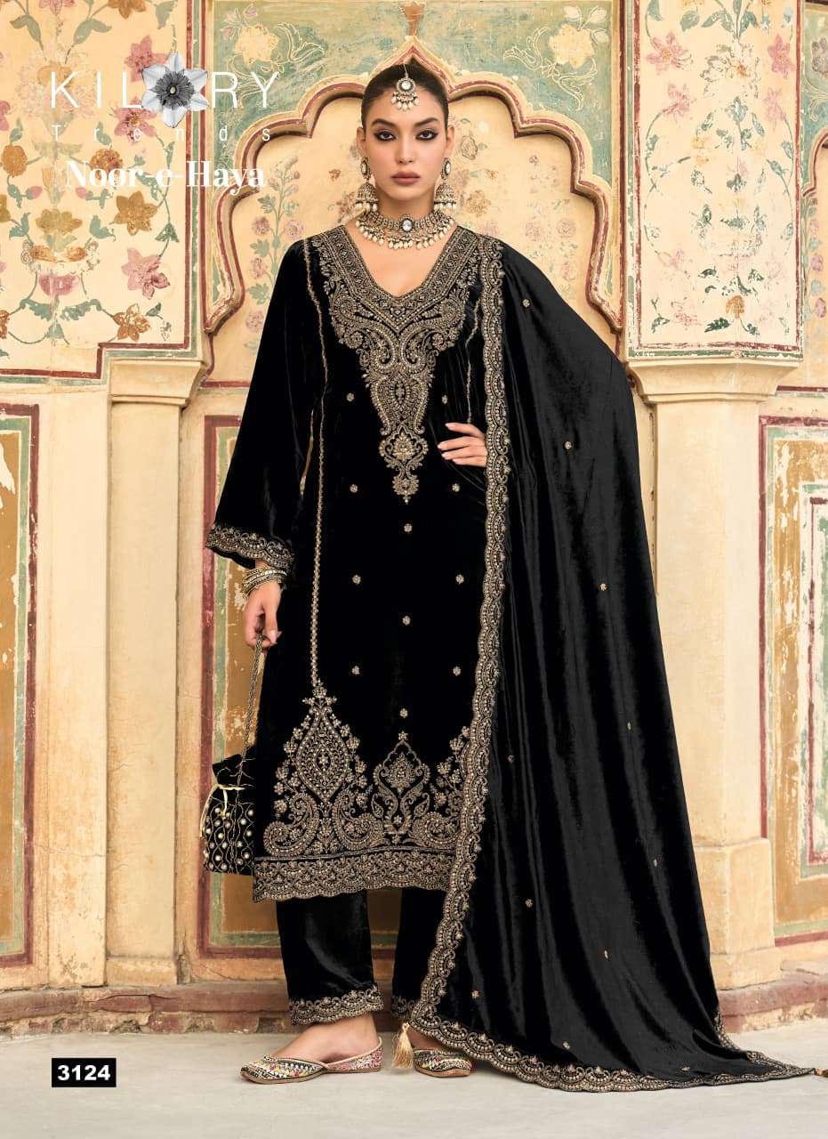  KILORY TRENDS NOOR E HAYA VELVET EMBROIDERY DESIGNER WORKED HEAVY SUIT