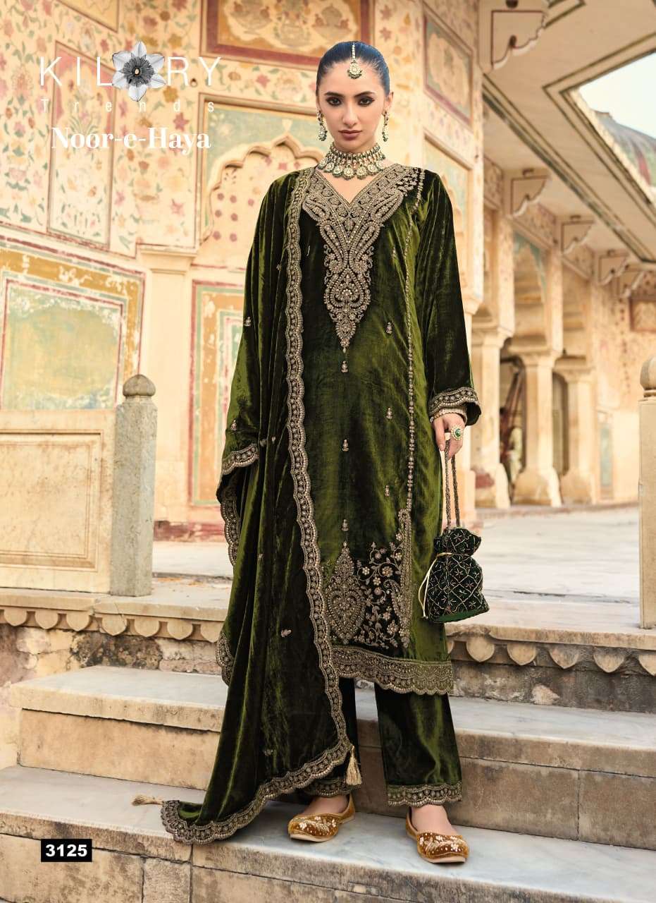  KILORY TRENDS NOOR E HAYA VELVET EMBROIDERY DESIGNER WORKED HEAVY SUIT